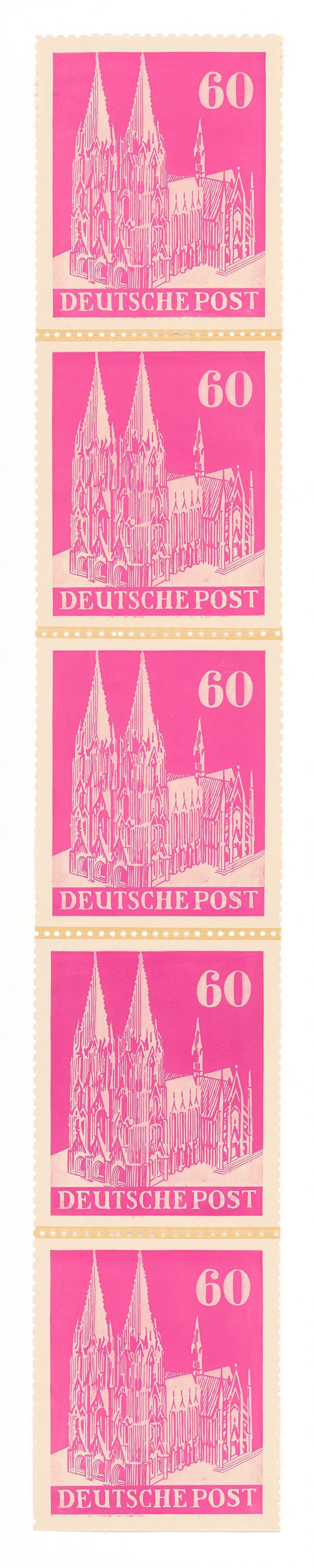 This picture shows the following artwork: KP Brehmer (i.e. Klaus-Peter Brehmer). ”Briefmarke (5-fach)”. 1967.