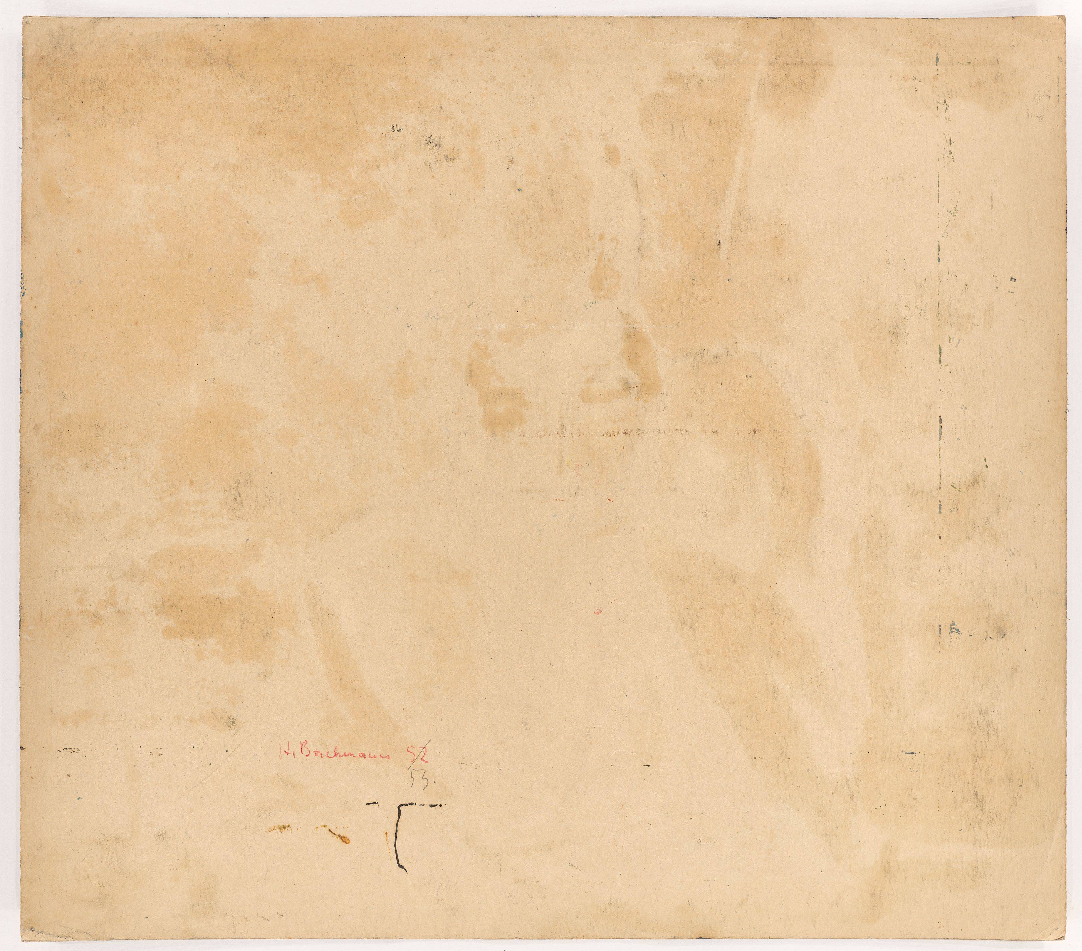 This picture shows the following artwork: Hermann Bachmann. Figure with mask. 1952/53.