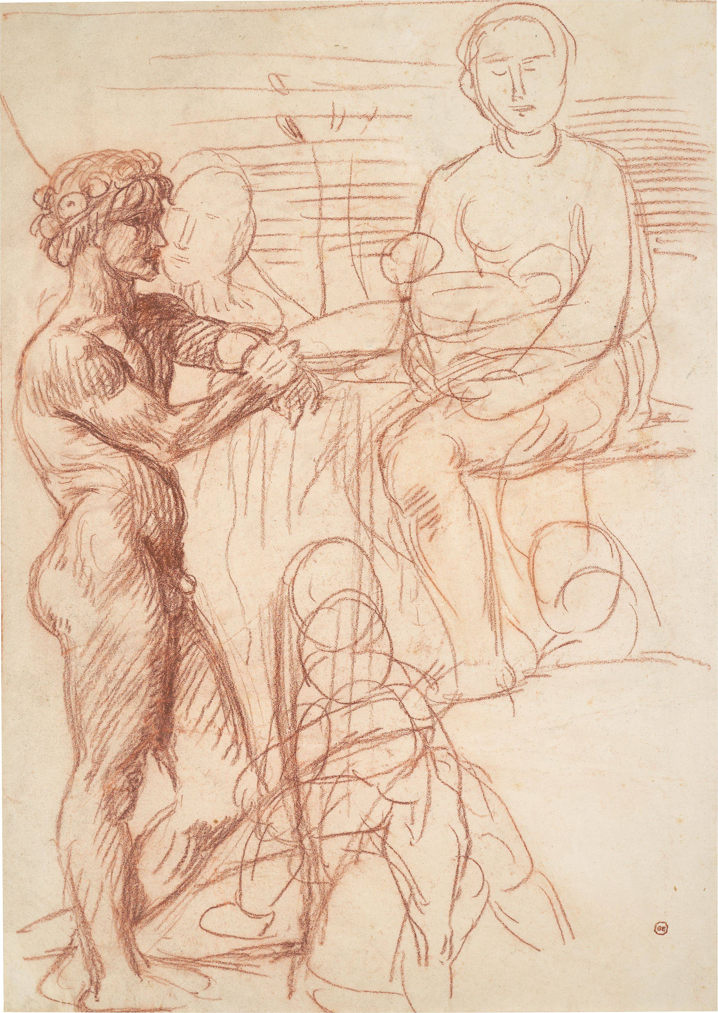 This picture shows the following artwork: Hans von Marées. ”Stehender Knabe und sitzende Frau”. Circa 1884.