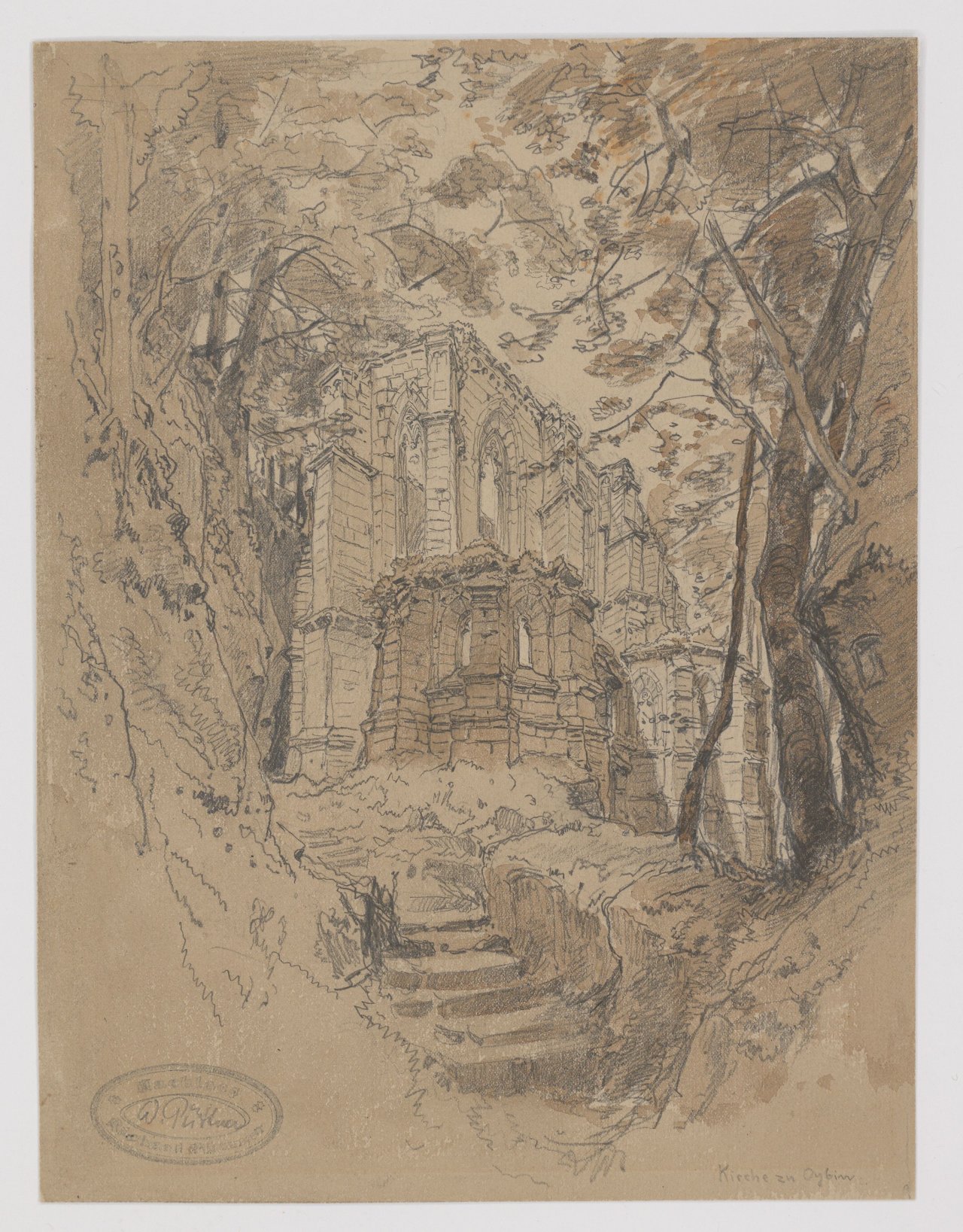 This picture shows the following artwork: Richard Püttner. Church in Oybin.
