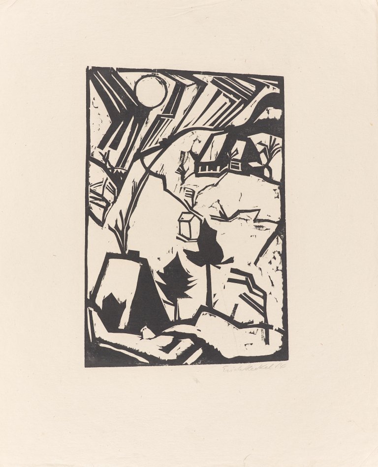 This picture shows the following artwork: Erich Heckel. ”Schneetreiben (Gebirge im Schnee)”. 1914.