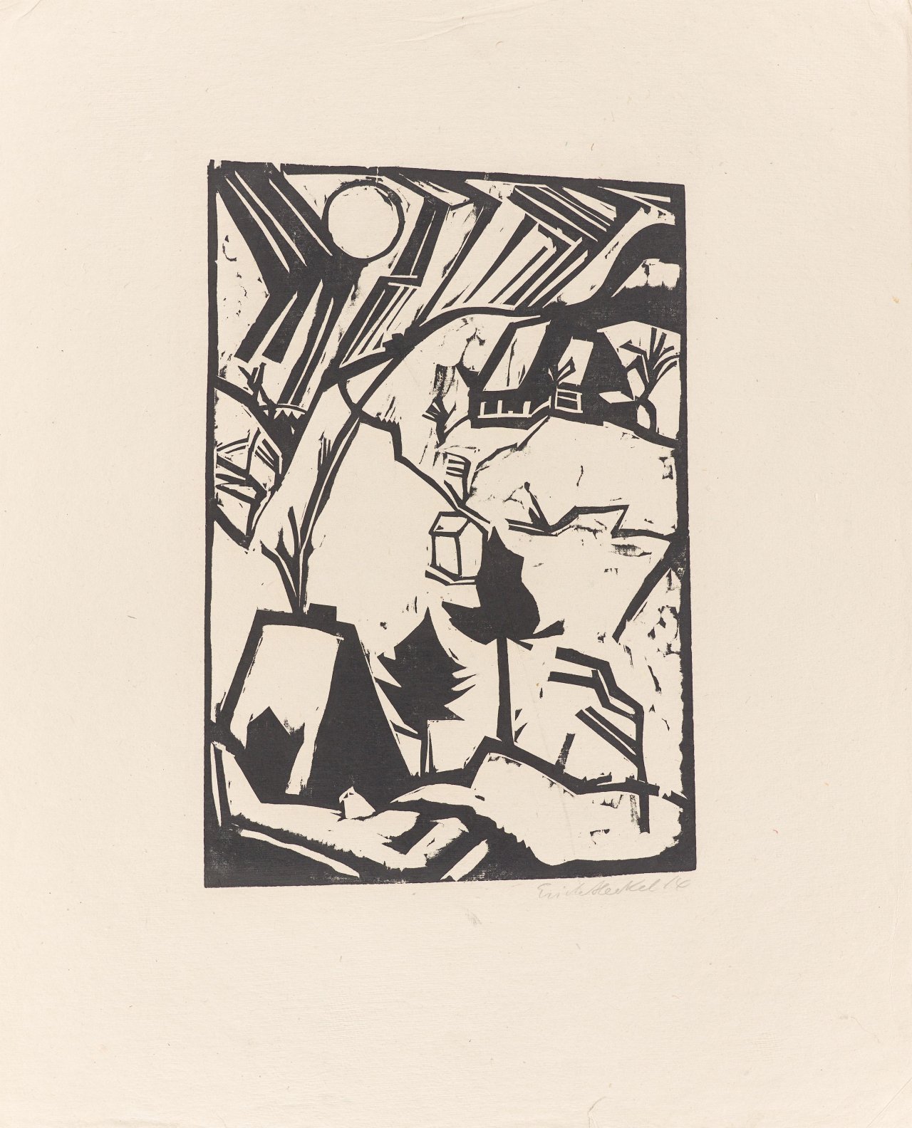 This picture shows the following artwork: Erich Heckel. ”Schneetreiben (Gebirge im Schnee)”. 1914.