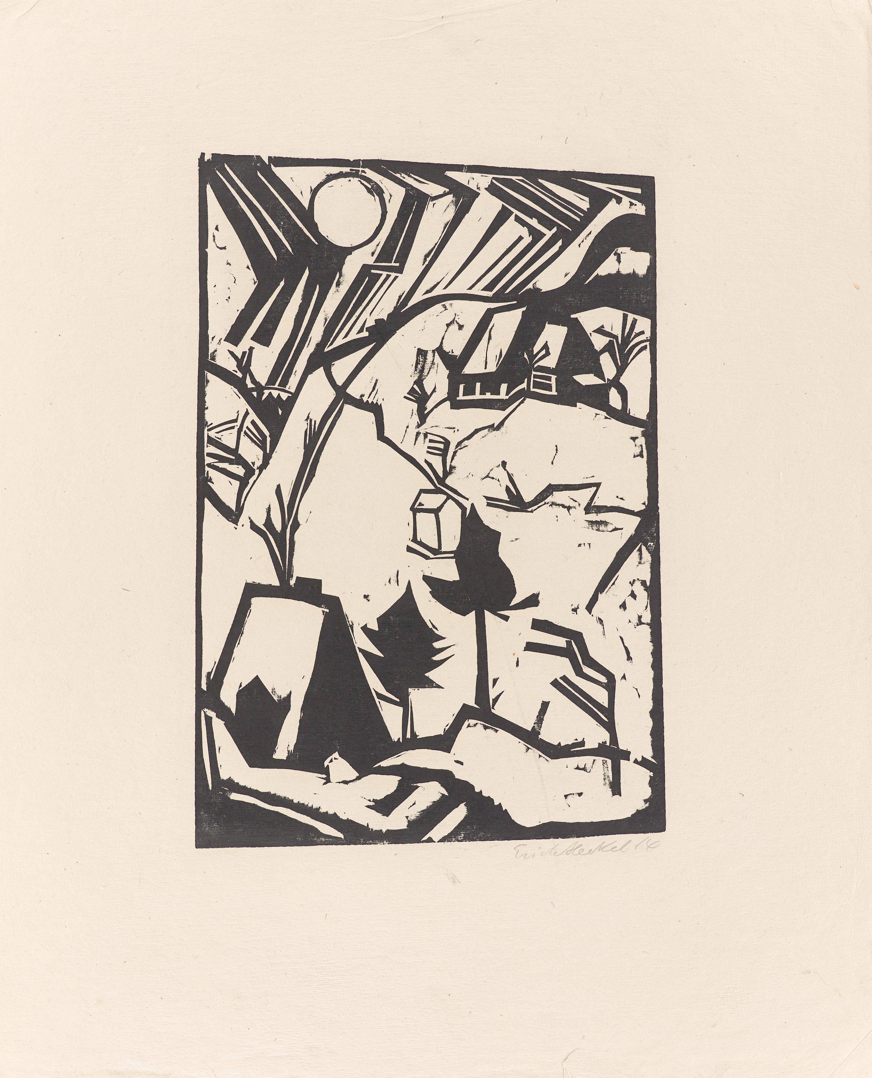 This picture shows the following artwork: Erich Heckel. ”Schneetreiben (Gebirge im Schnee)”. 1914.