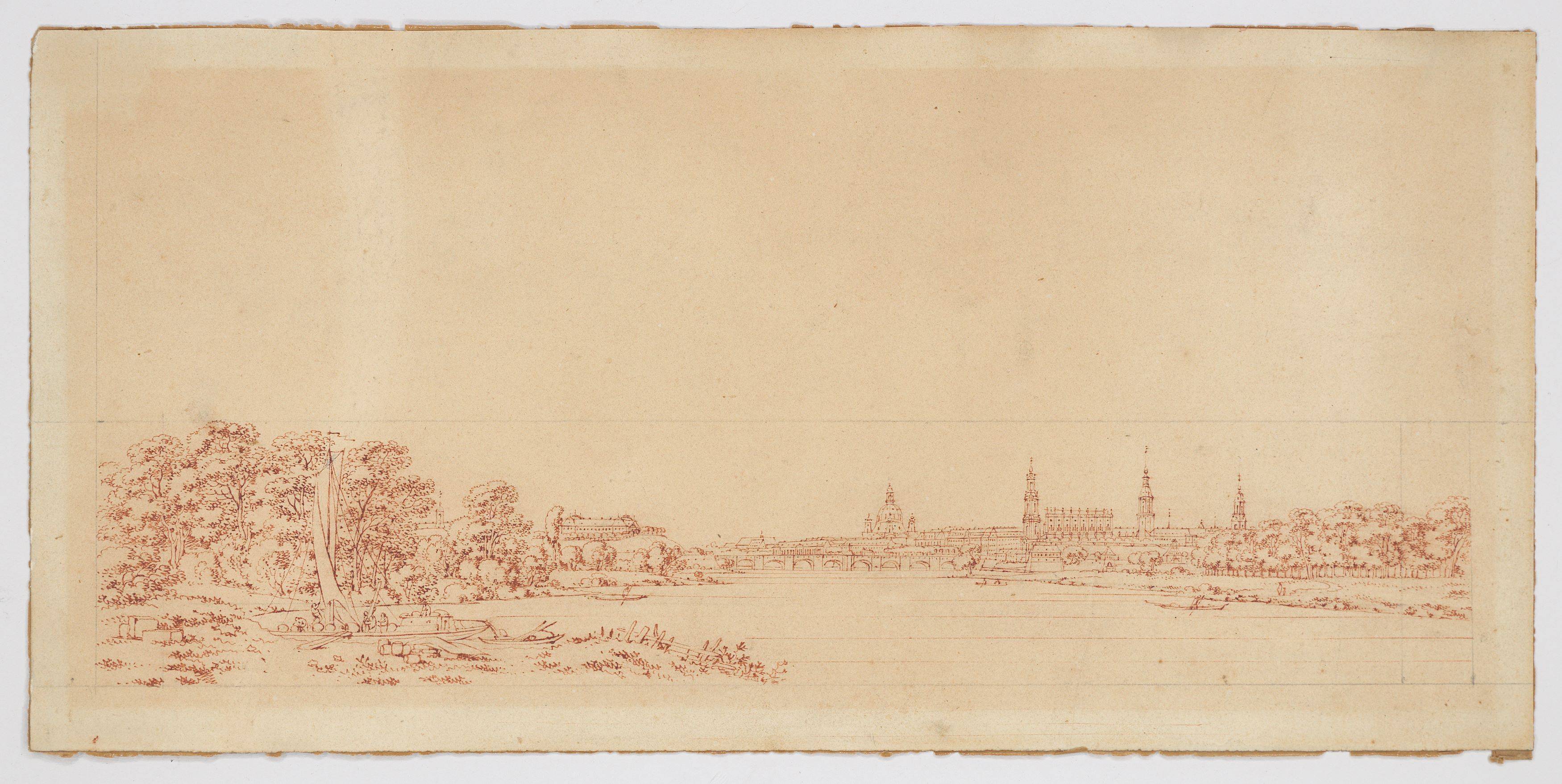 This picture shows the following artwork: Adrian Zingg. View of Dresden.