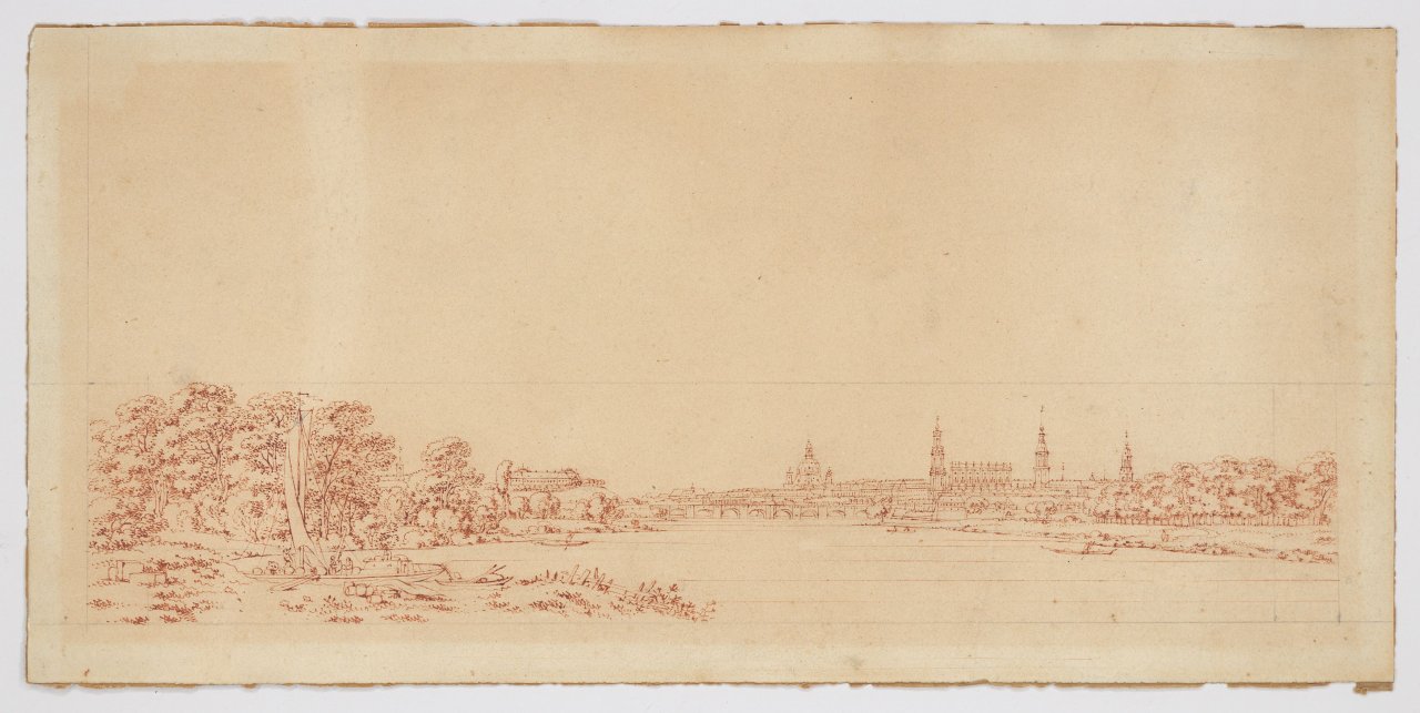 This picture shows the following artwork: Adrian Zingg. View of Dresden.