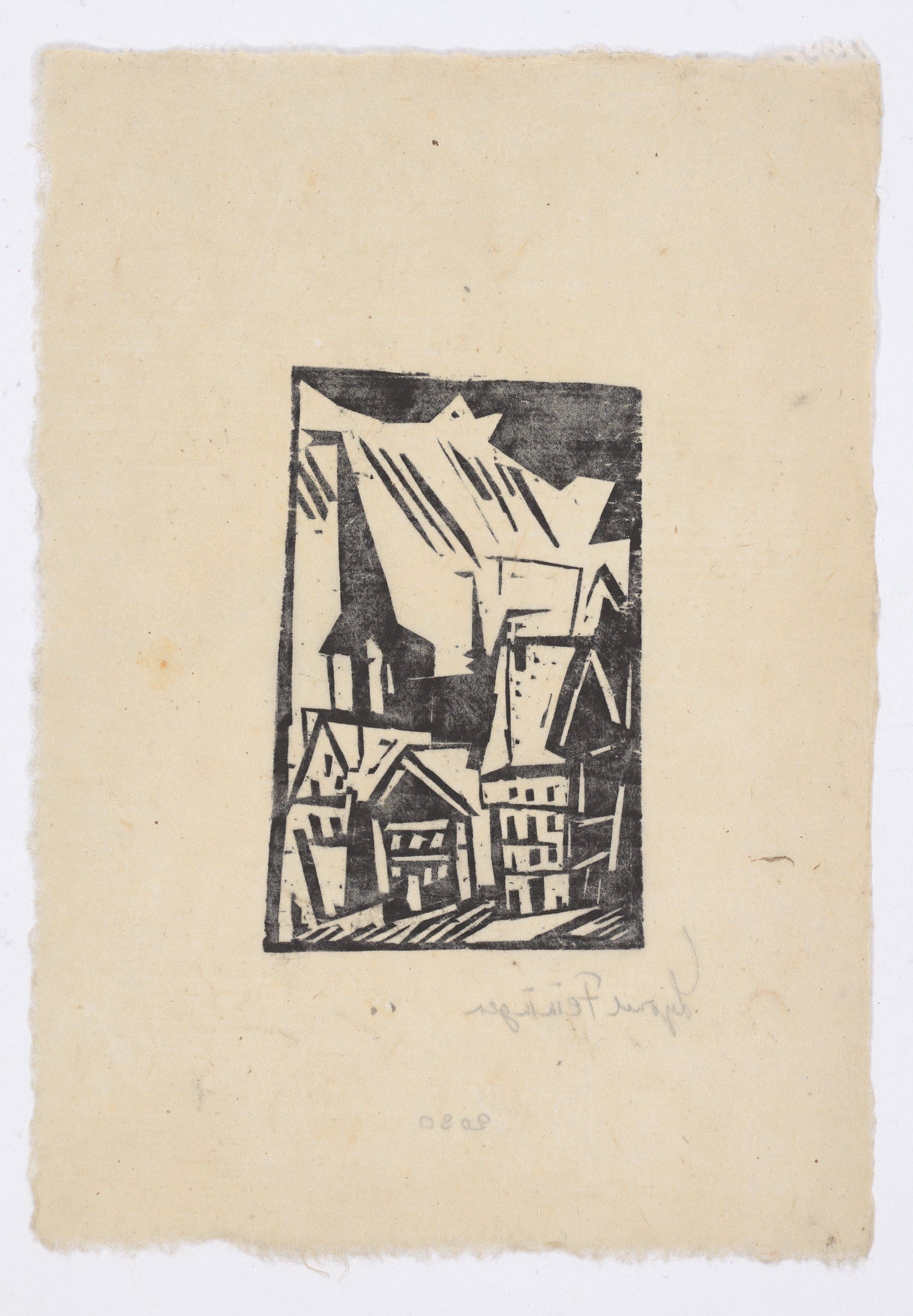 This picture shows the following artwork: Lyonel Feininger. ”Gelmeroda Dorf und Kirche”. 1920.