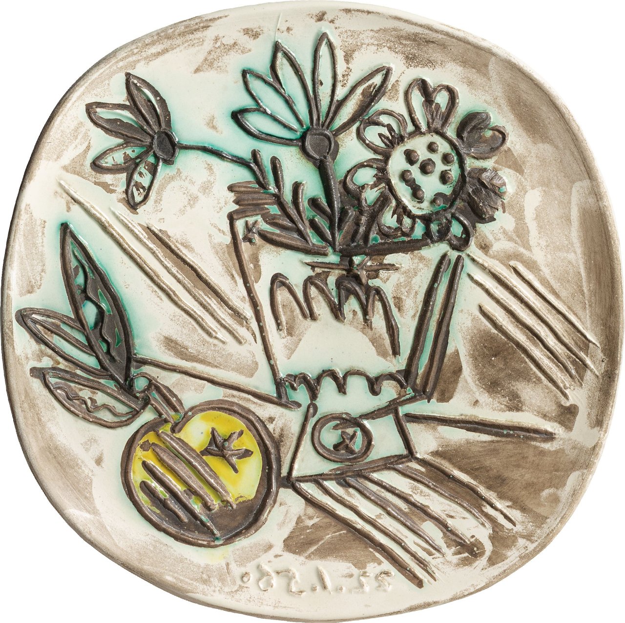 This picture shows the following artwork: Pablo Picasso. ”Bouquet à la pomme”. 1956.