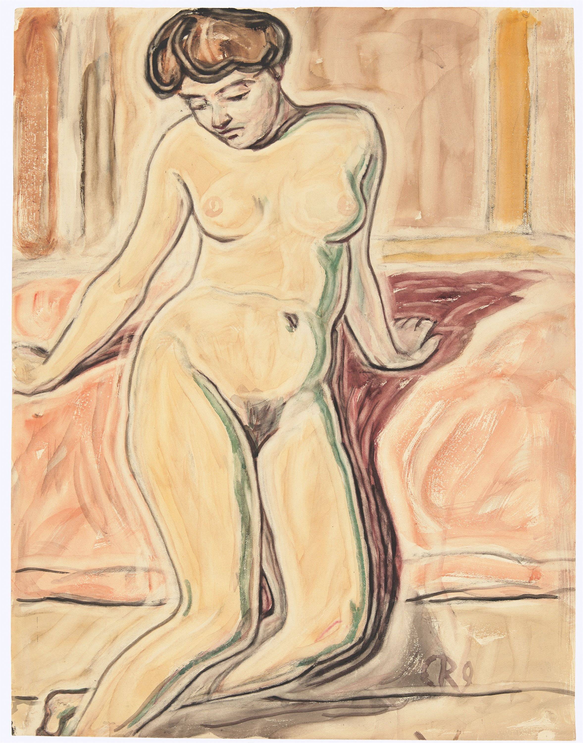 This picture shows the following artwork: Christian Rohlfs. ”Weiblicher Akt”. 1909.