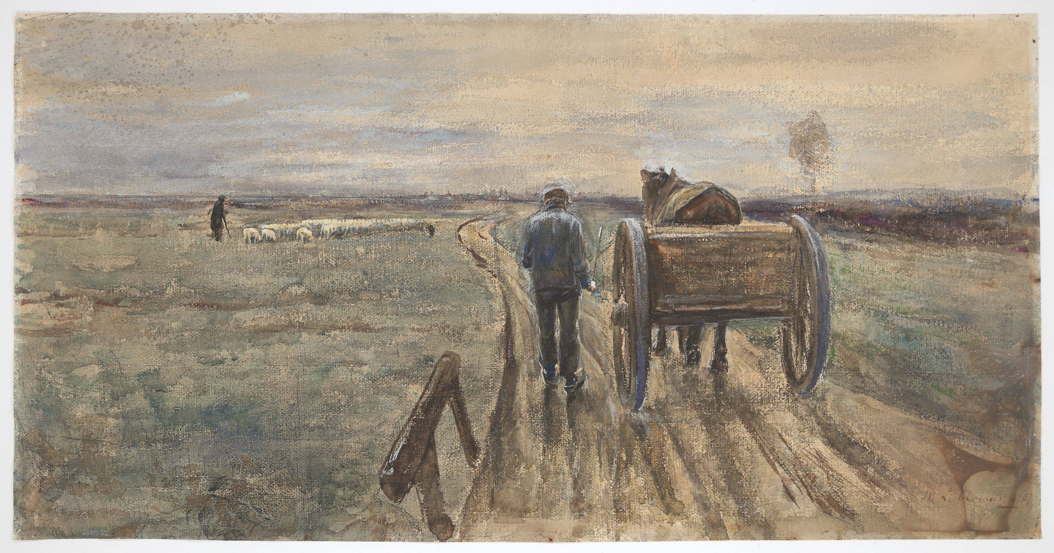 This picture shows the following artwork: Max Liebermann. ”Bauer mit Pferd und Fuhrwerk”. 1897.