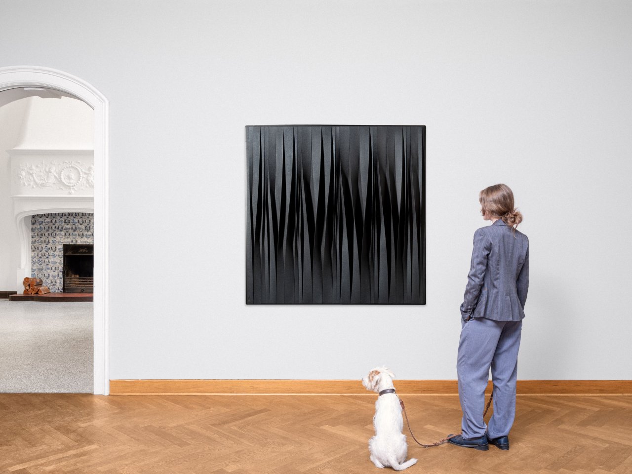 This picture shows the following artwork: Pino Manos. ”SINCRONICO NERO IN DIVENIRE”. 2015.