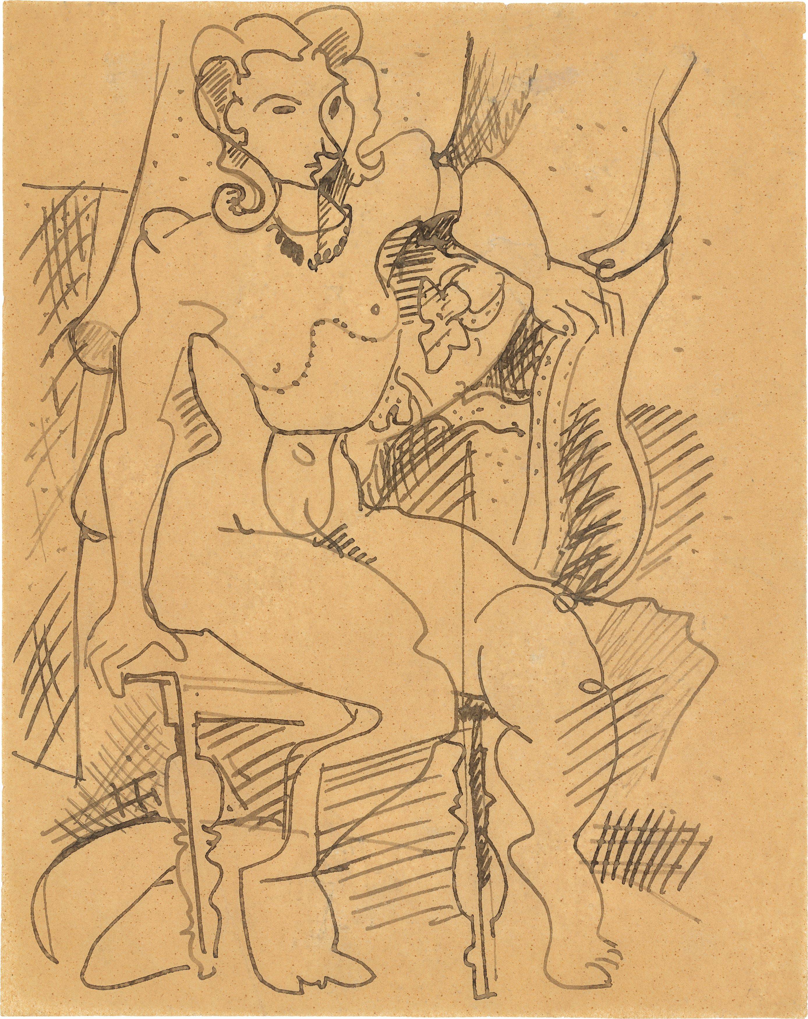 Auf diesem Bild ist das folgende Kunstwerk zu sehen: Hans Hofmann. „Sitzender Akt“. Um 1926.