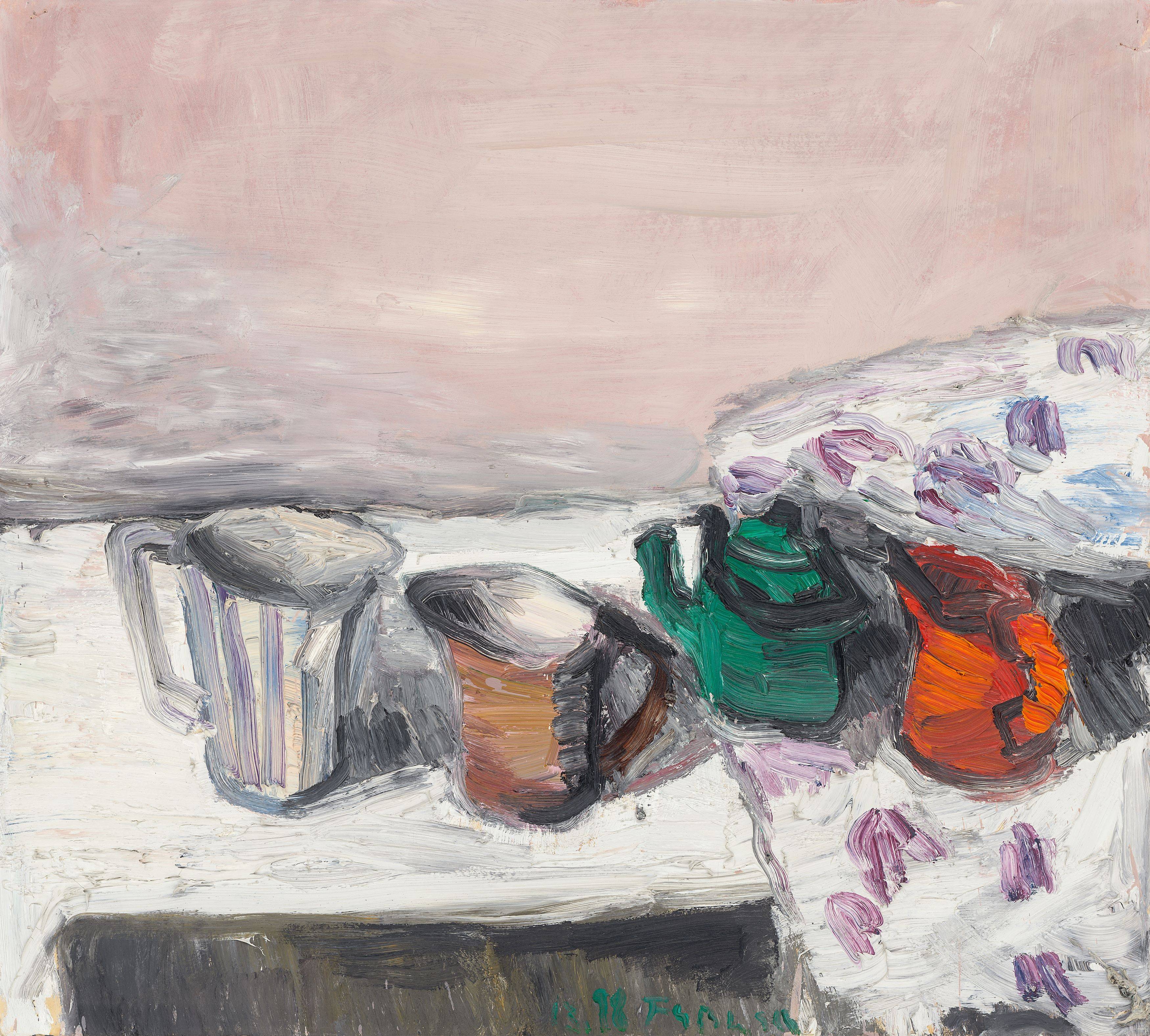 This picture shows the following artwork: Klaus Fußmann. Still life with jugs. 1998.