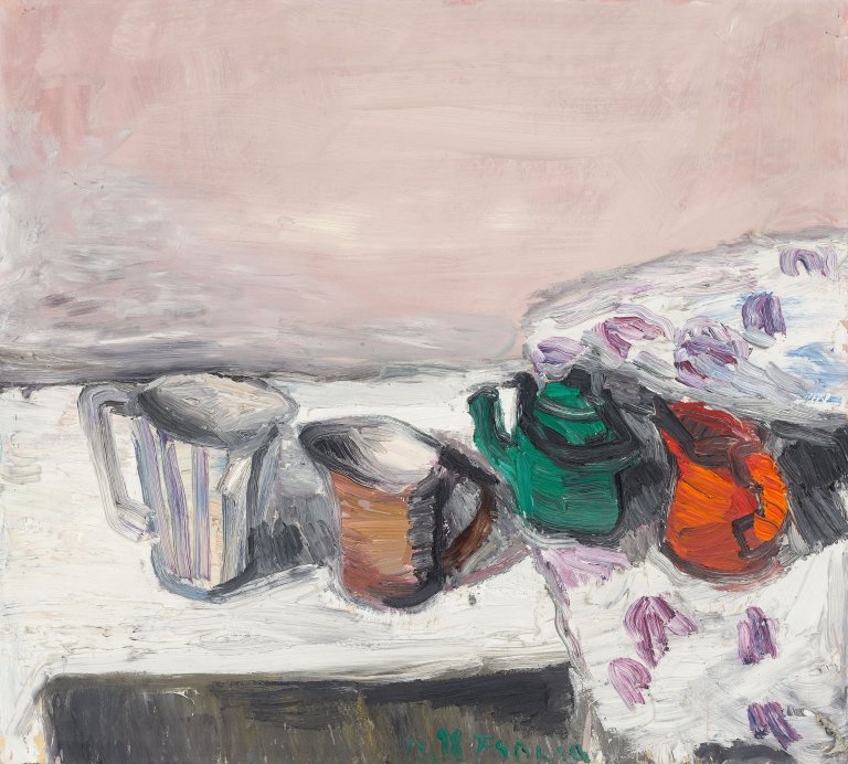 This picture shows the following artwork: Klaus Fußmann. Still life with jugs. 1998.
