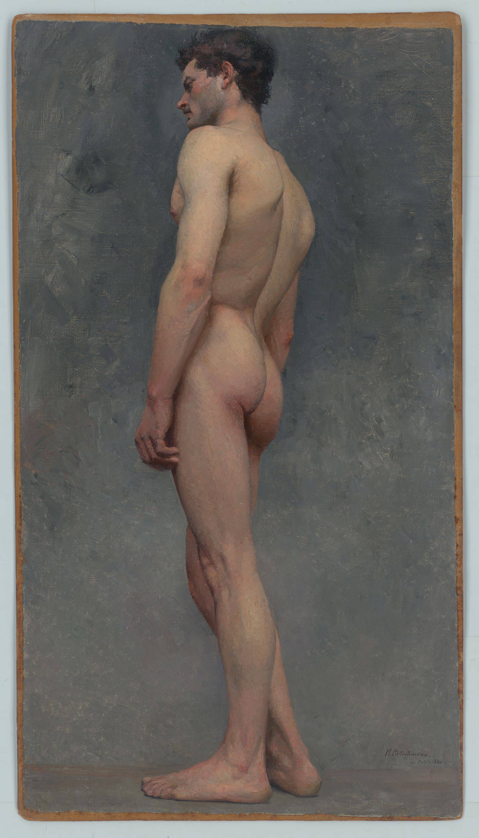 This picture shows the following artwork: Max Pietschmann. Study of a male standing nude. 1890.