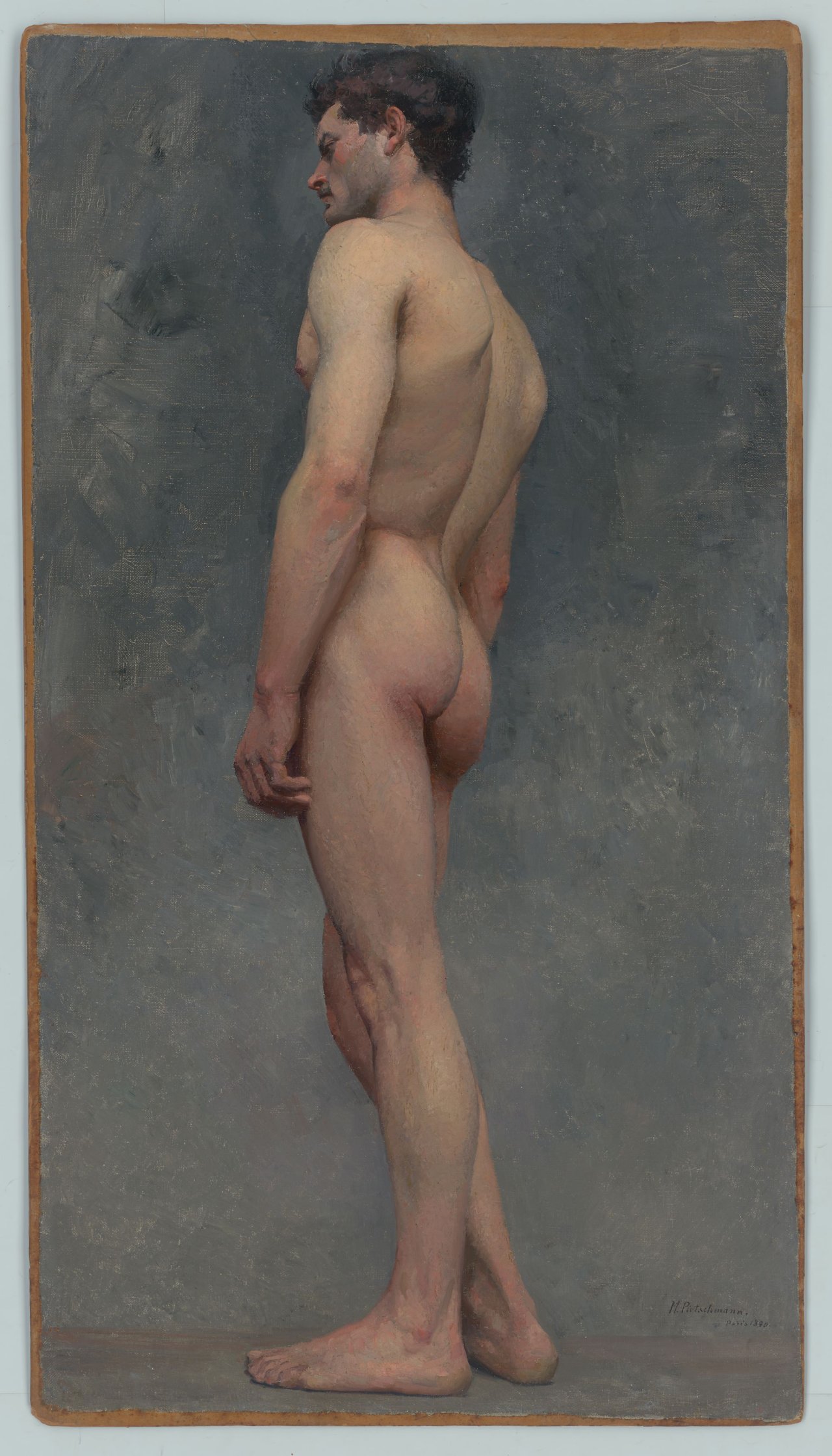 This picture shows the following artwork: Max Pietschmann. Study of a male standing nude. 1890.