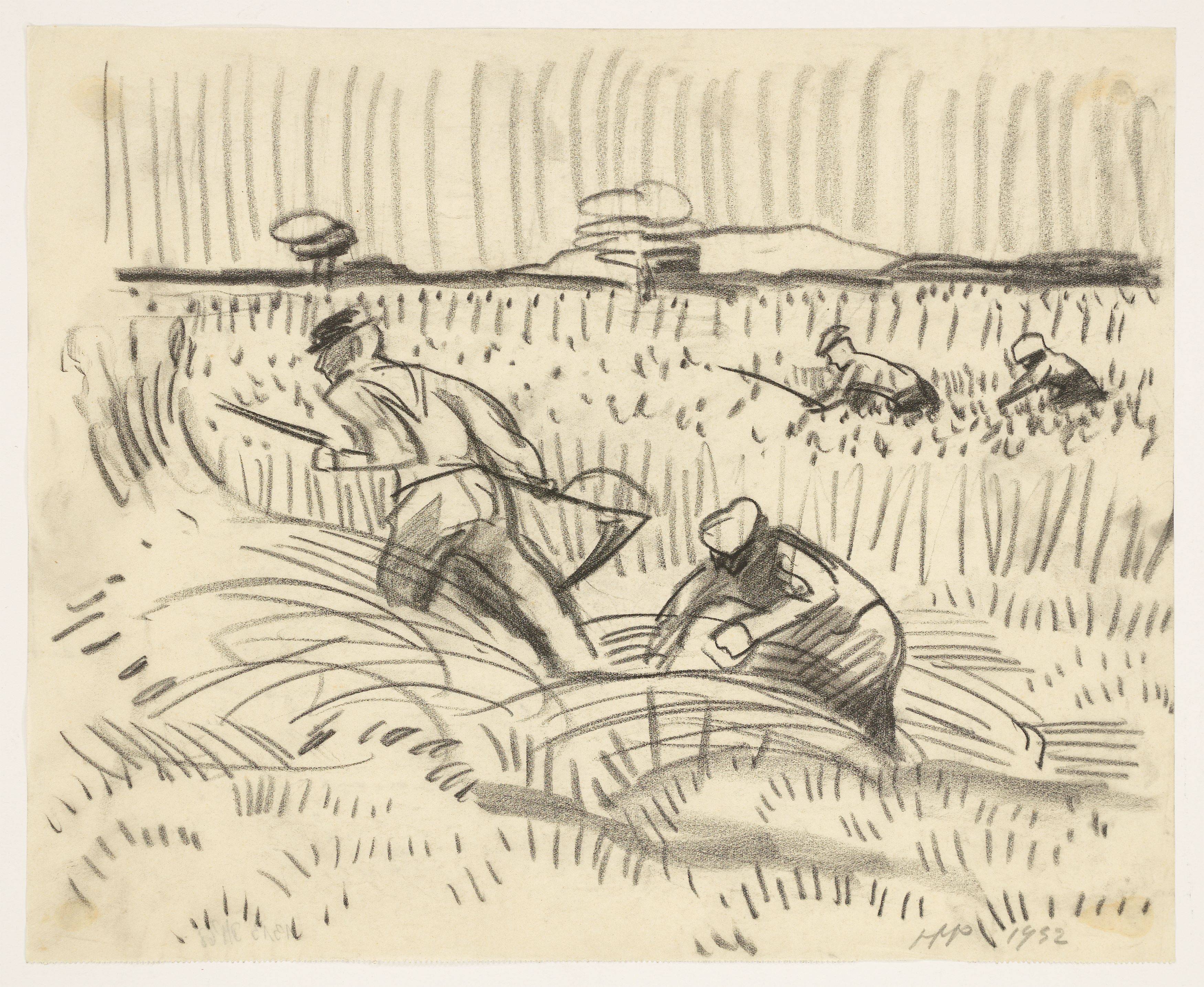 This picture shows the following artwork: Max Pechstein. At the grain harvest. 1932.