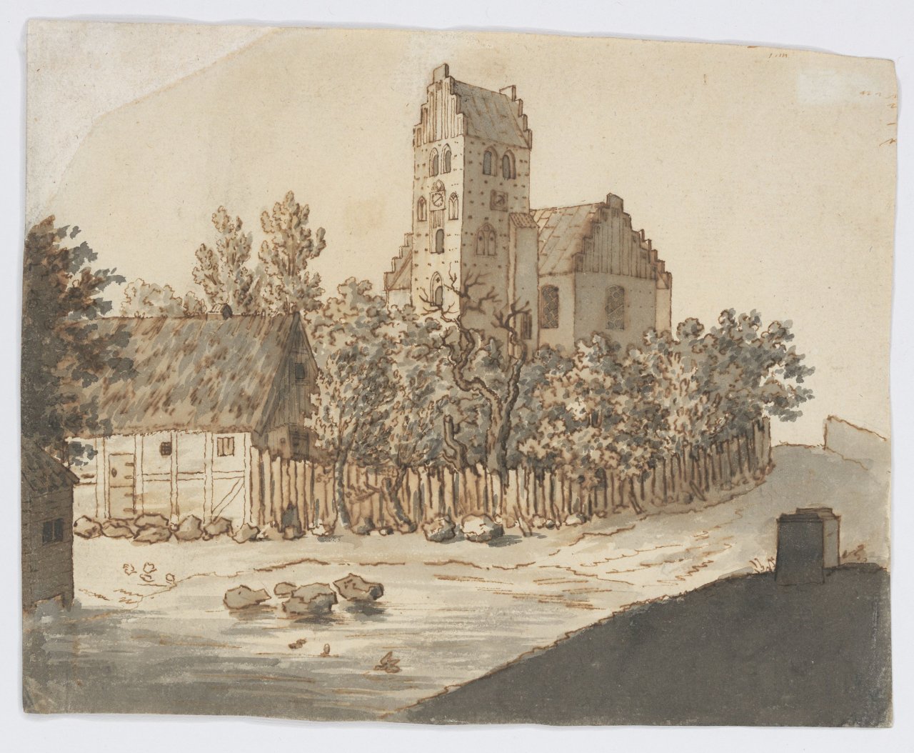 Auf diesem Bild ist das folgende Kunstwerk zu sehen: Caspar David Friedrich. „Kirche von Lyngby“. Um 1795/1797.