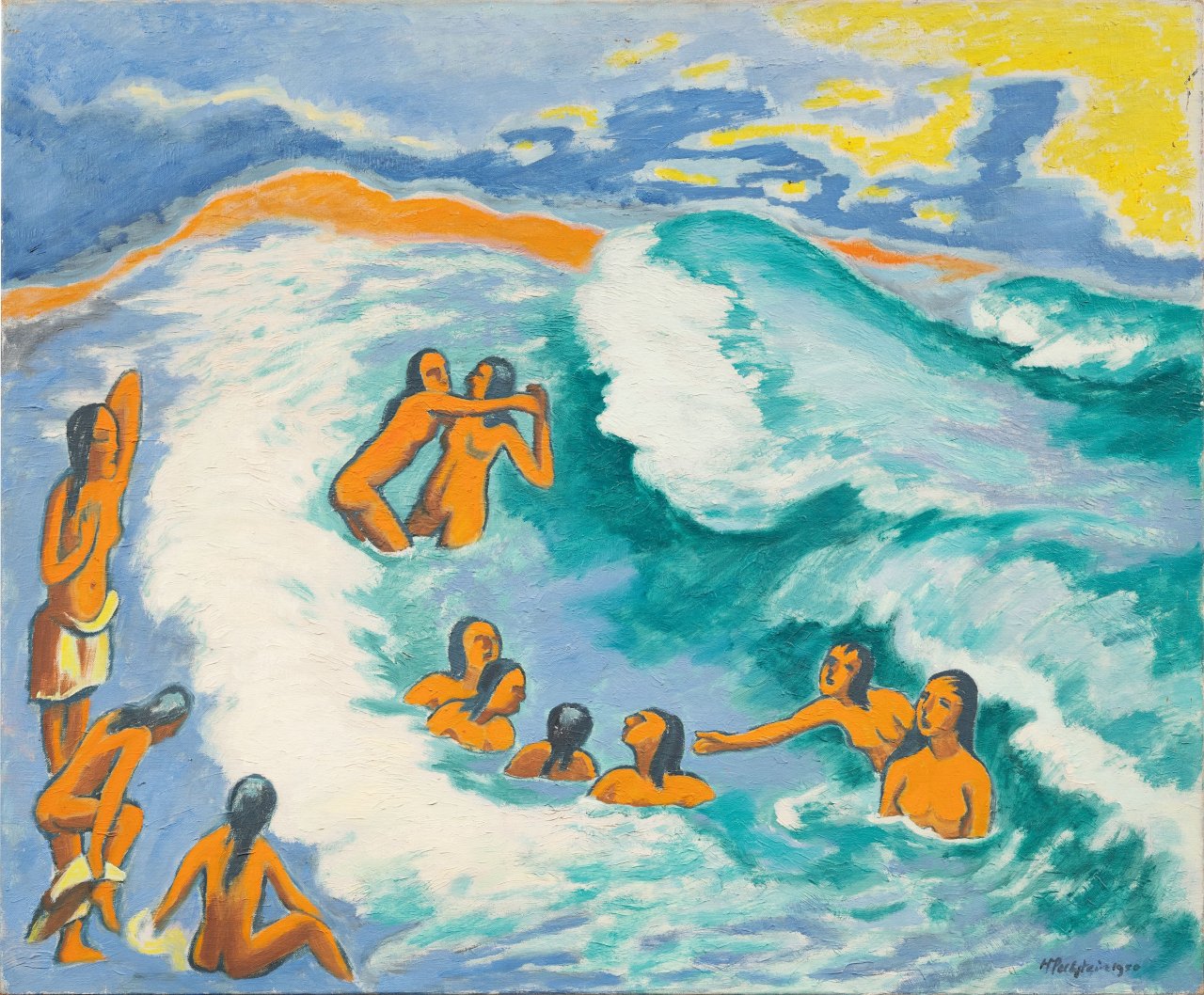 This picture shows the following artwork: Max Pechstein. ”Badende”. 1950.