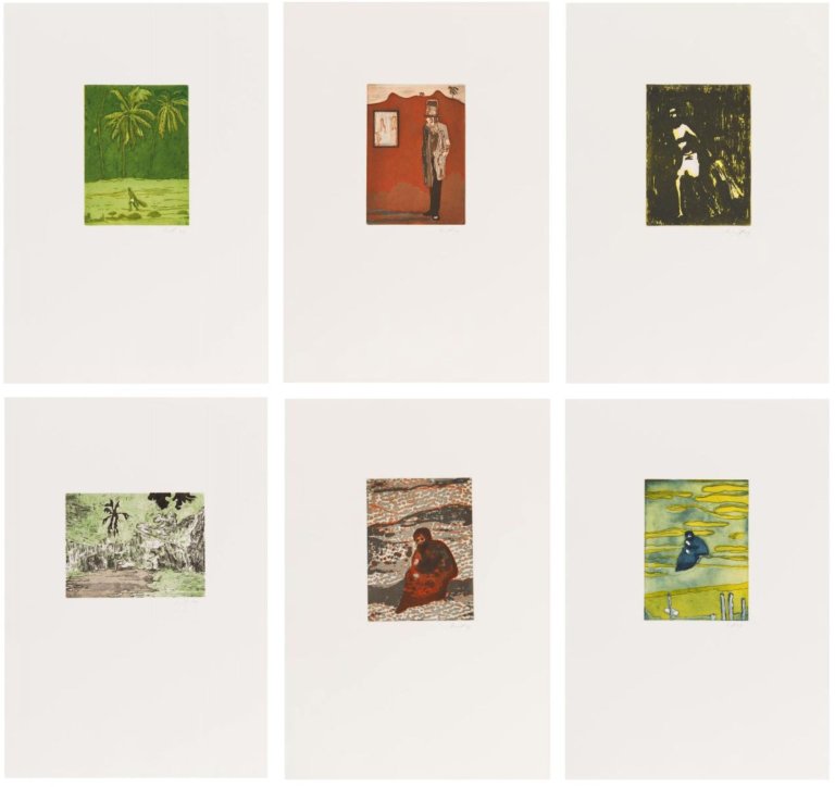 This picture shows the following artwork: Peter Doig. Black Palms (Griffelkunst). 2004.