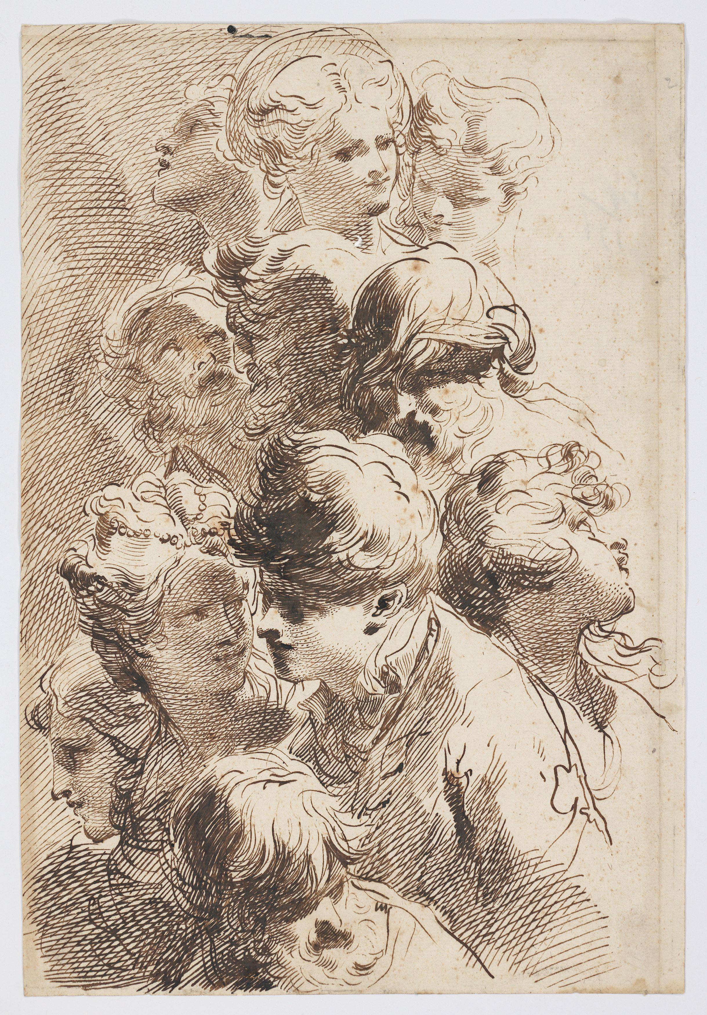 This picture shows the following artwork: Gaetano or Mauro Gandolfi. Head studies.
