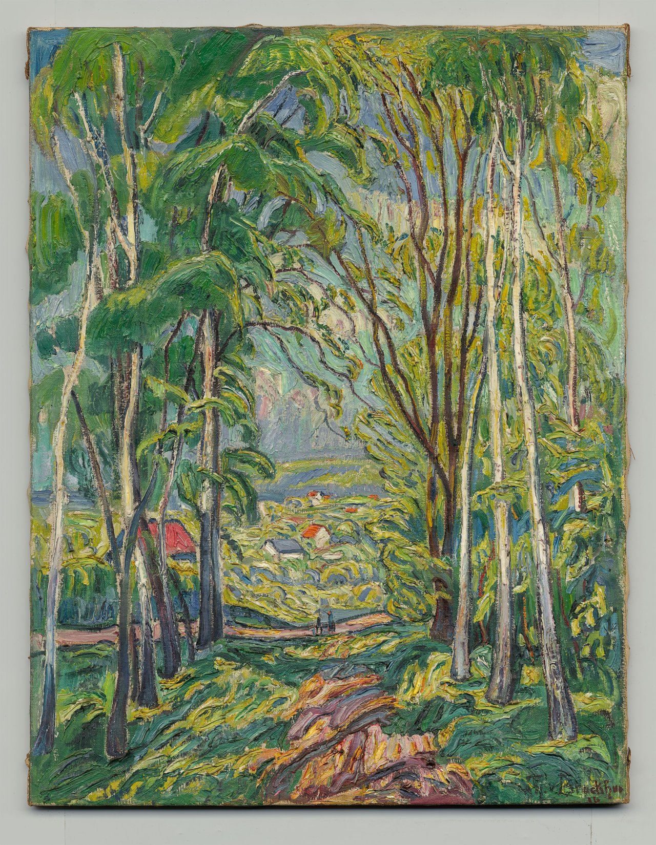 This picture shows the following artwork: Theo von Brockhusen. View of Village (Kaiserswaldau). 1916.
