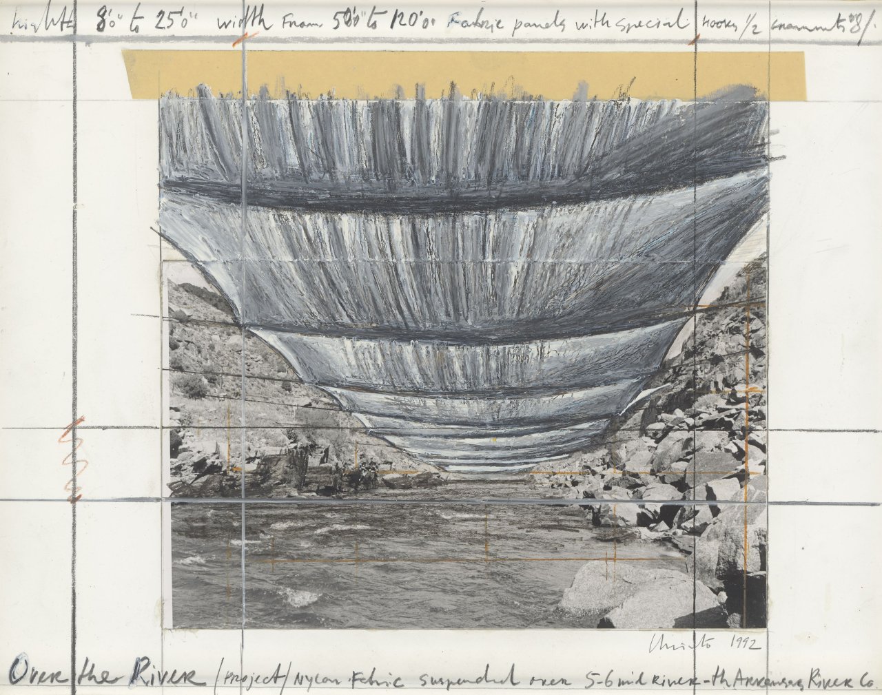 Auf diesem Bild ist das folgende Kunstwerk zu sehen:  Christo. „Over the River (Project)“. 1992.