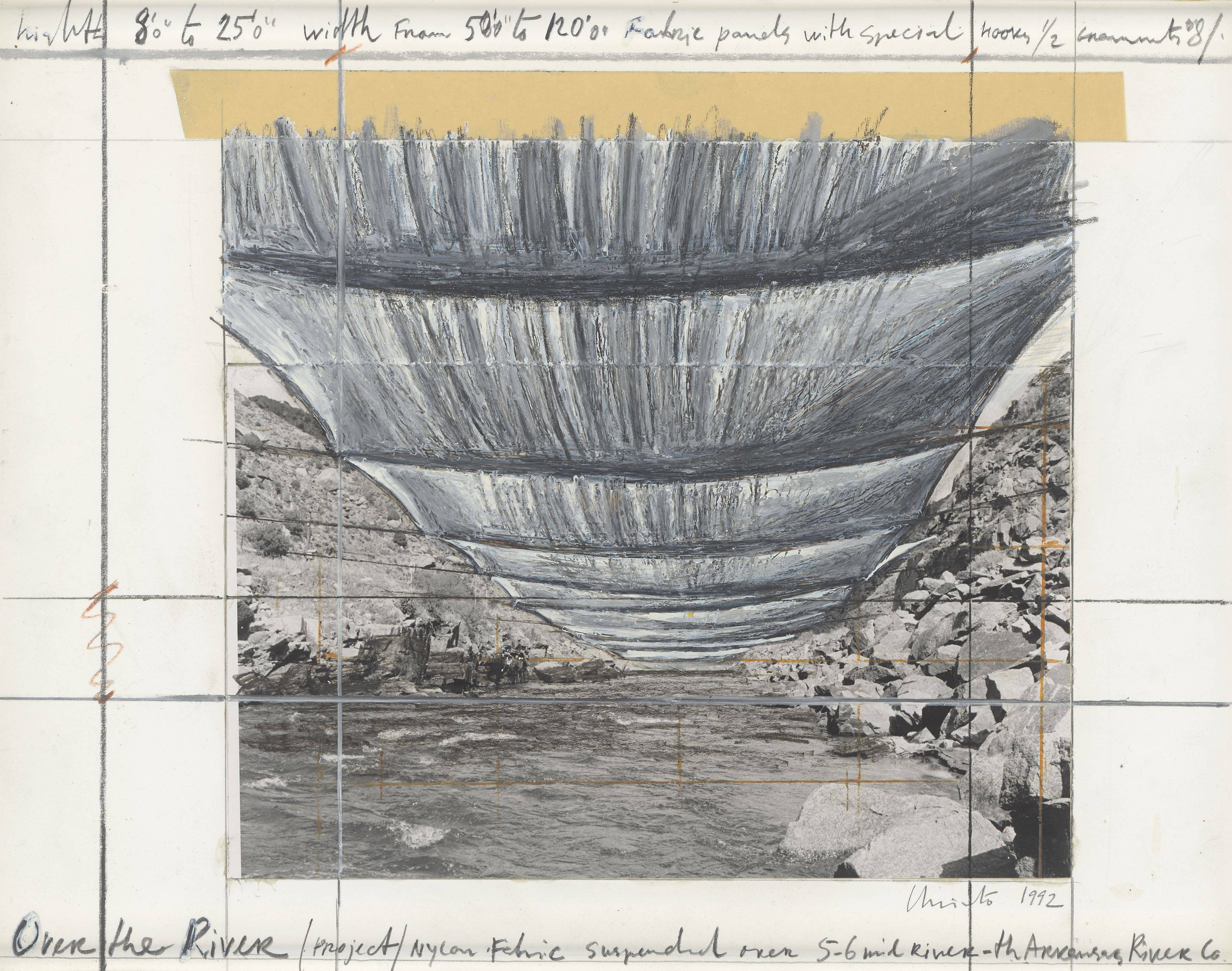 Auf diesem Bild ist das folgende Kunstwerk zu sehen:  Christo. „Over the River (Project)“. 1992.
