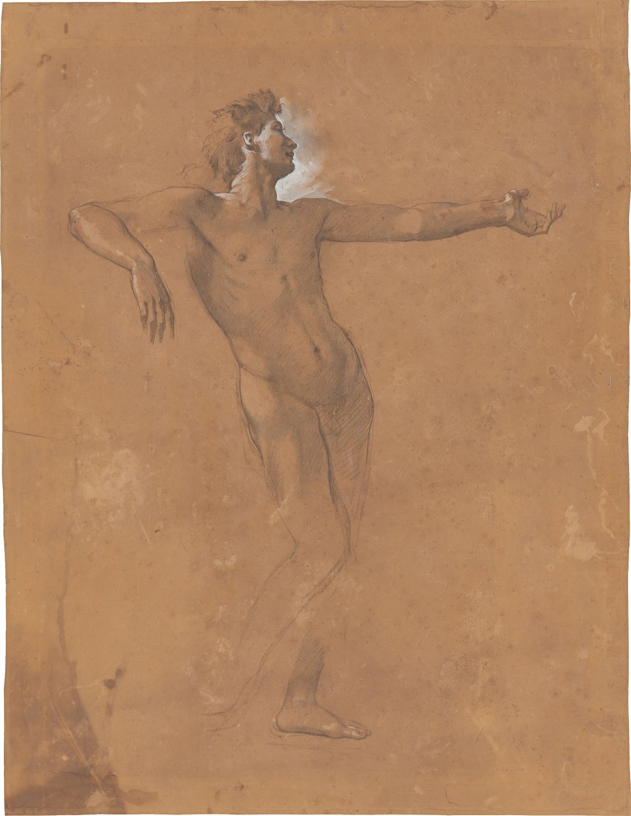 This picture shows the following artwork: Anselm Feuerbach. Nude study for Alcibiades (”Das Gastmahl des Plato”). Presumably circa 1866/67.