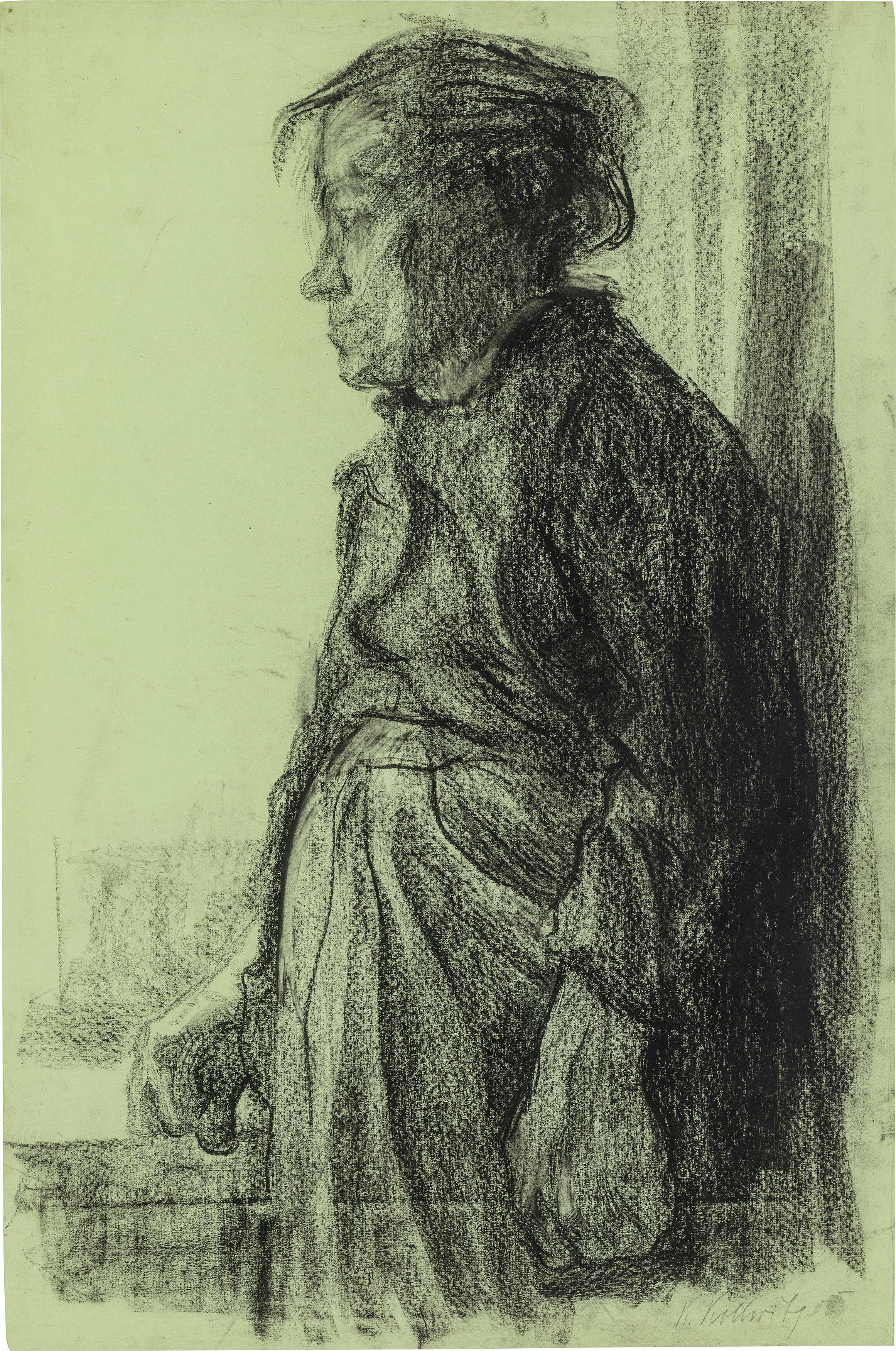 This picture shows the following artwork: Käthe Kollwitz. ”Stehende Arbeiterfrau”. 1908.