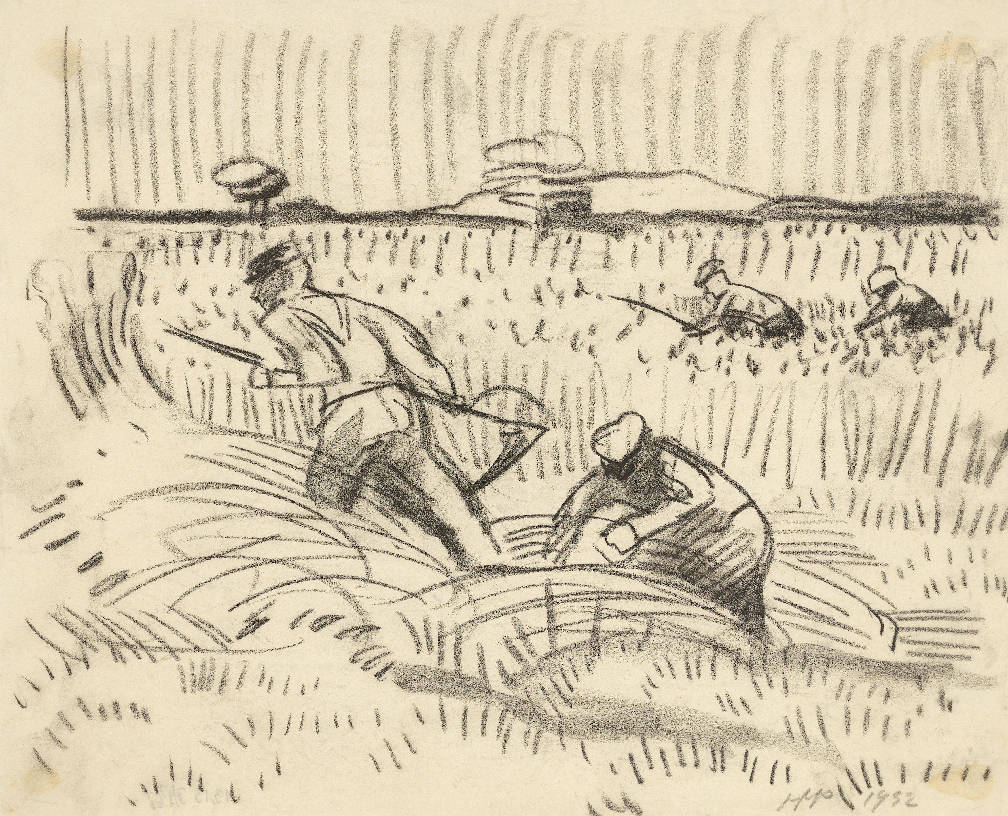 This picture shows the following artwork: Max Pechstein. At the grain harvest. 1932.