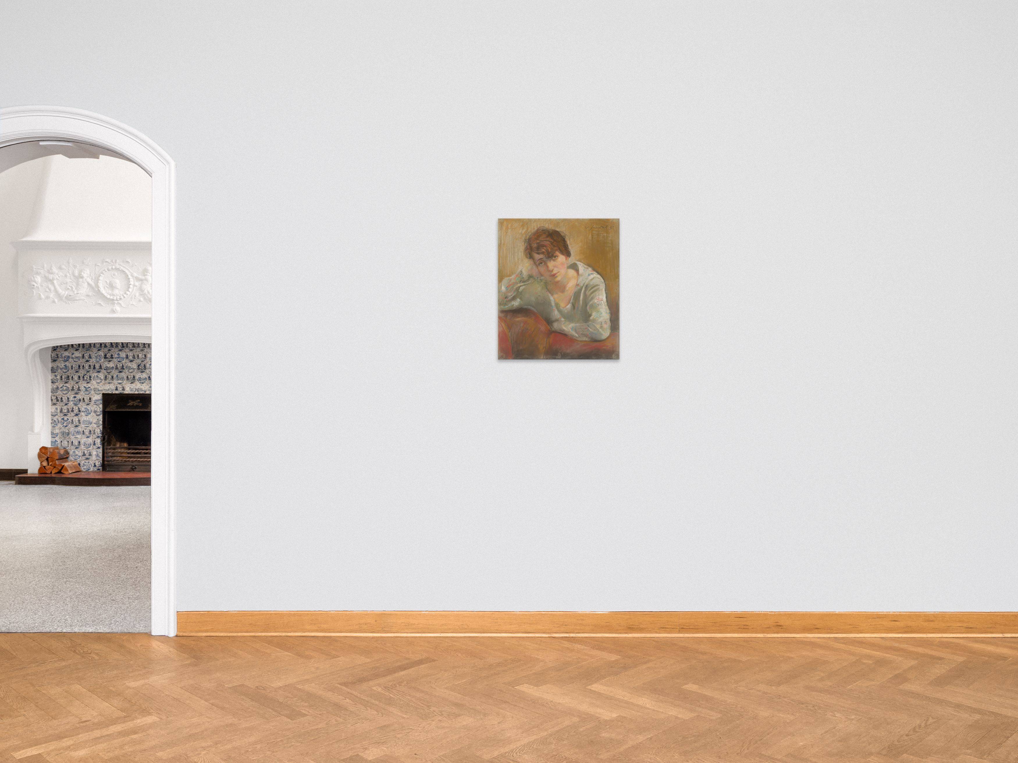 This picture shows the following artwork: Willy Jaeckel. ”Mädchen mit gemusterter Bluse”. 1925.