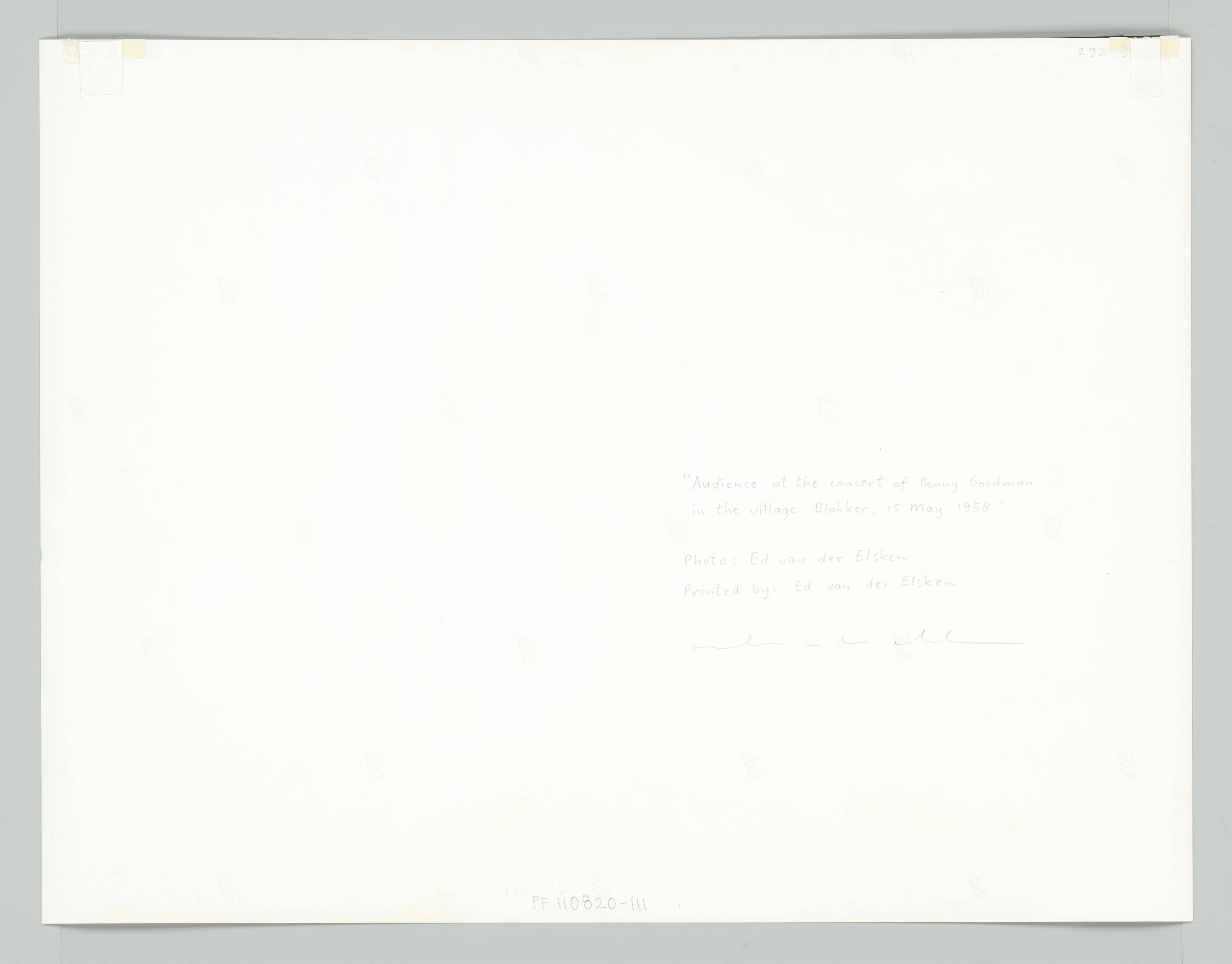 This picture shows the following artwork: Ed van der Elsken. Audience at the concert of Benny Goodman in the village Blokker, 15 May. 1958.