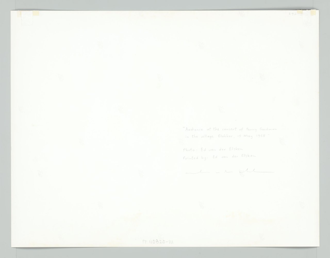 This picture shows the following artwork: Ed van der Elsken. Audience at the concert of Benny Goodman in the village Blokker, 15 May. 1958.