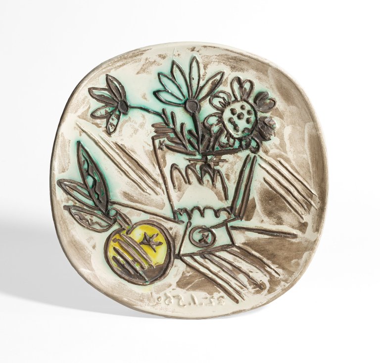 This picture shows the following artwork: Pablo Picasso. ”Bouquet à la pomme”. 1956.