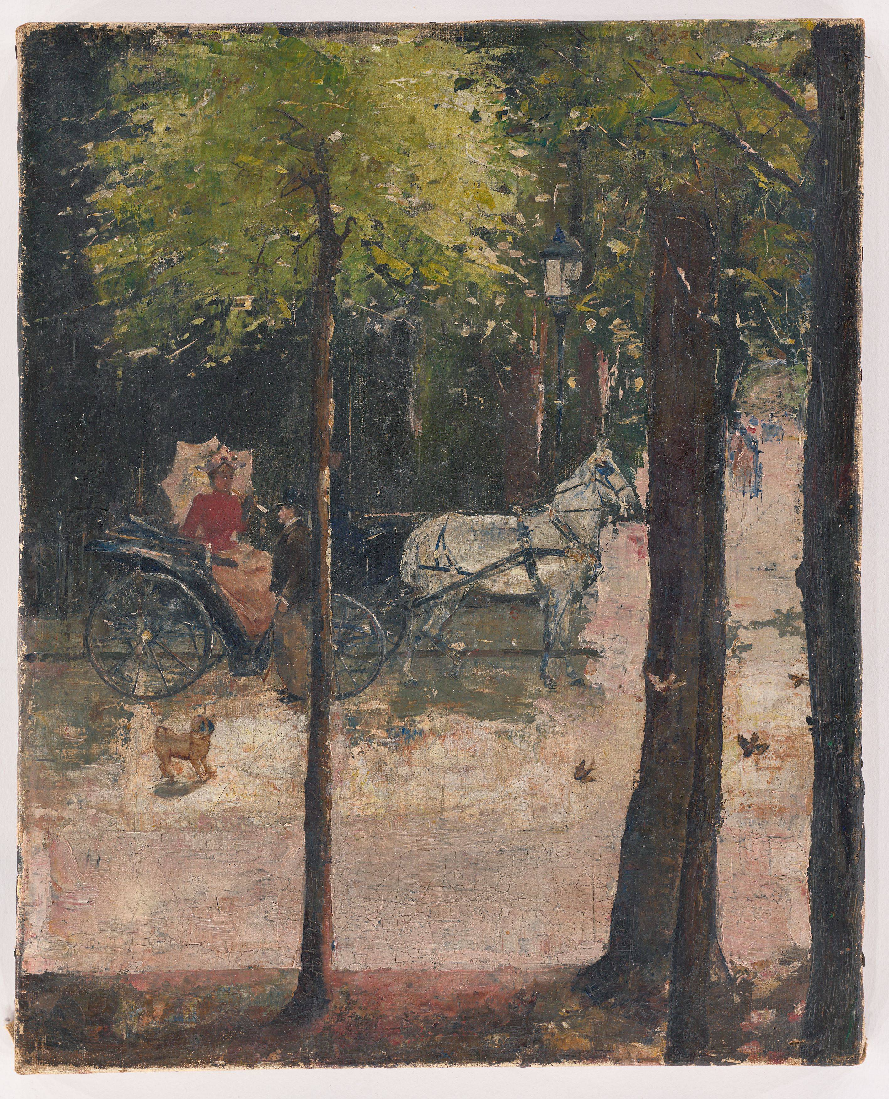 This picture shows the following artwork: Lesser Ury. ”Frühling im Tiergarten”. Circa 1890.