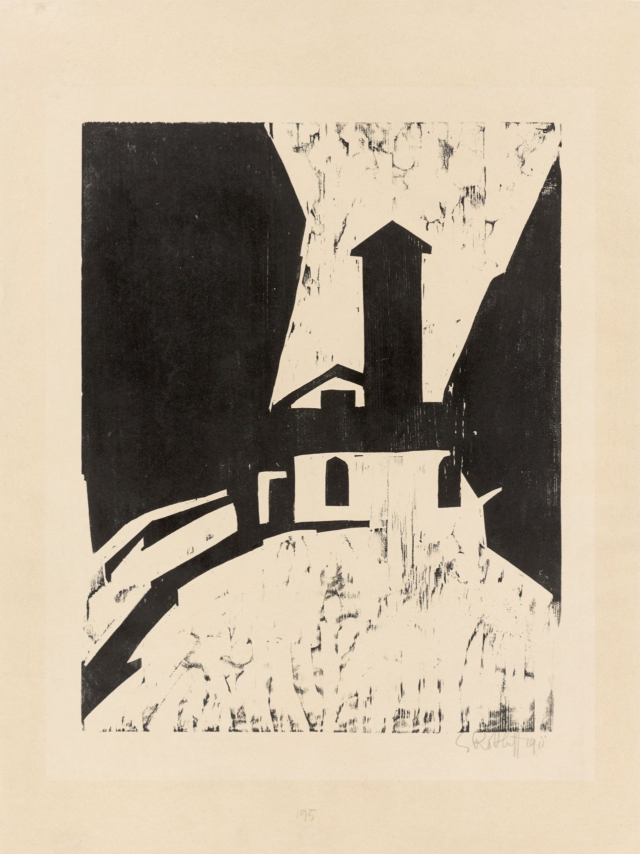 This picture shows the following artwork: Karl Schmidt-Rottluff. ”Villa mit Turm”. 1911/19.