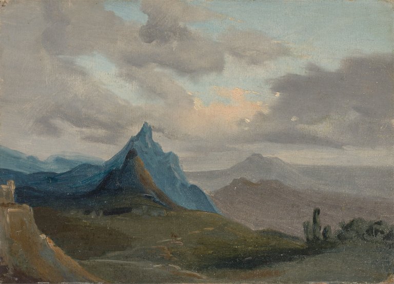 This picture shows the following artwork: German, circa 1840. Landscape study.