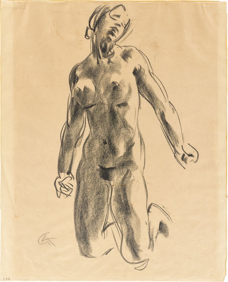 This picture shows the following artwork: Georg Kolbe. Kneeling female nude.