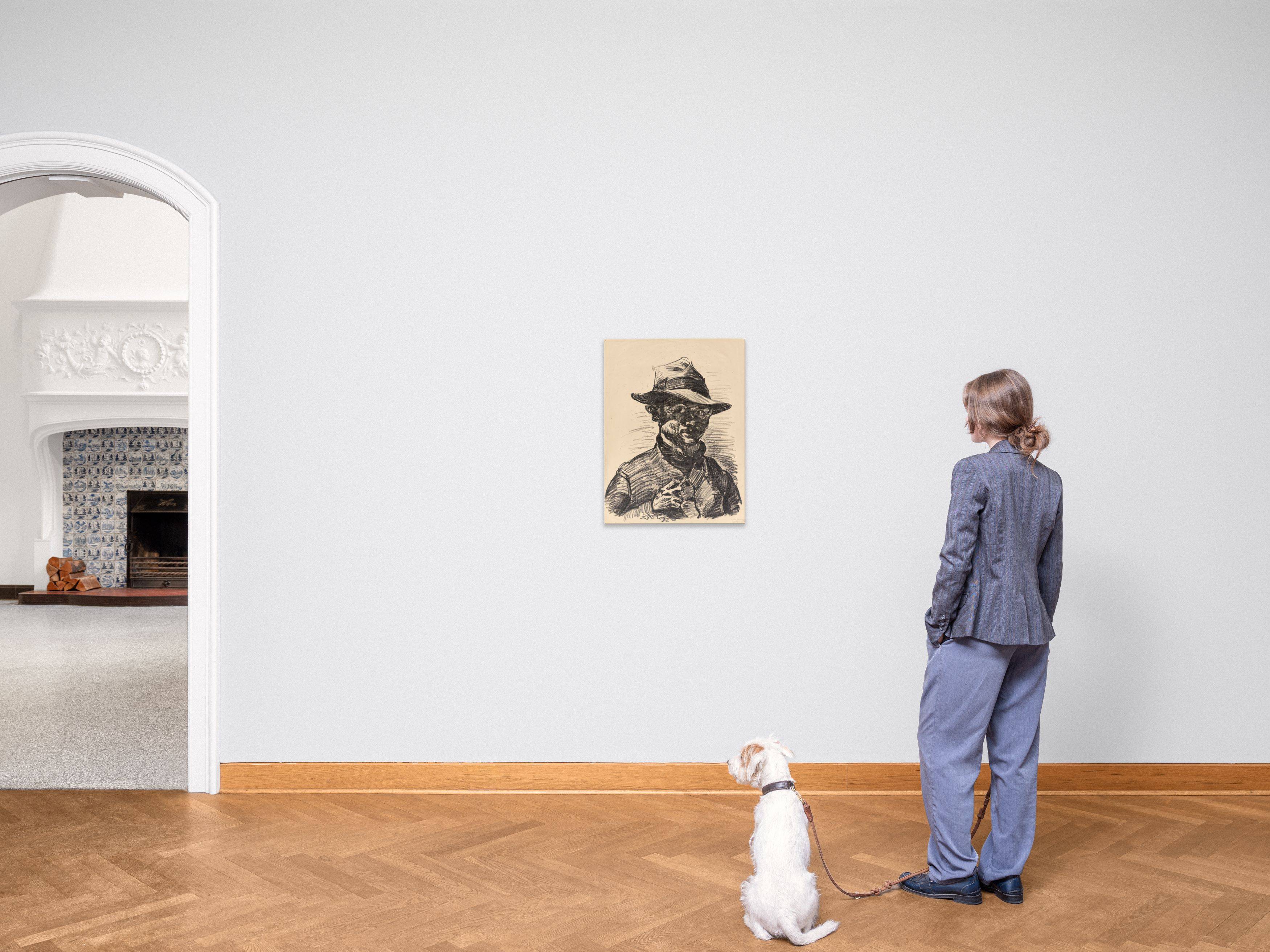 This picture shows the following artwork: Ludwig Meidner. Self-portrait with hat. 1922.