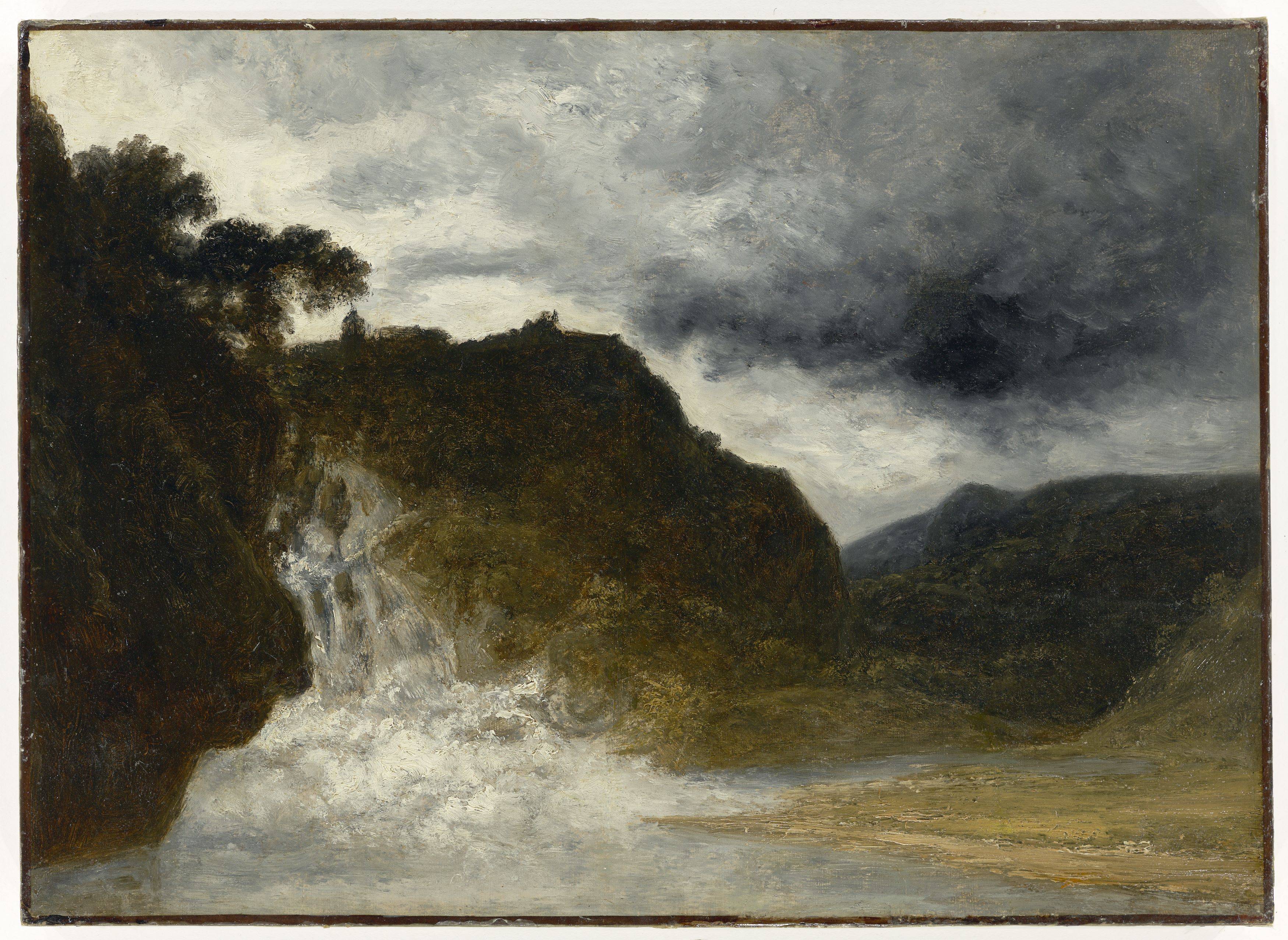 This picture shows the following artwork: Georges Michel. ”Paysage orageux à la cascade”.