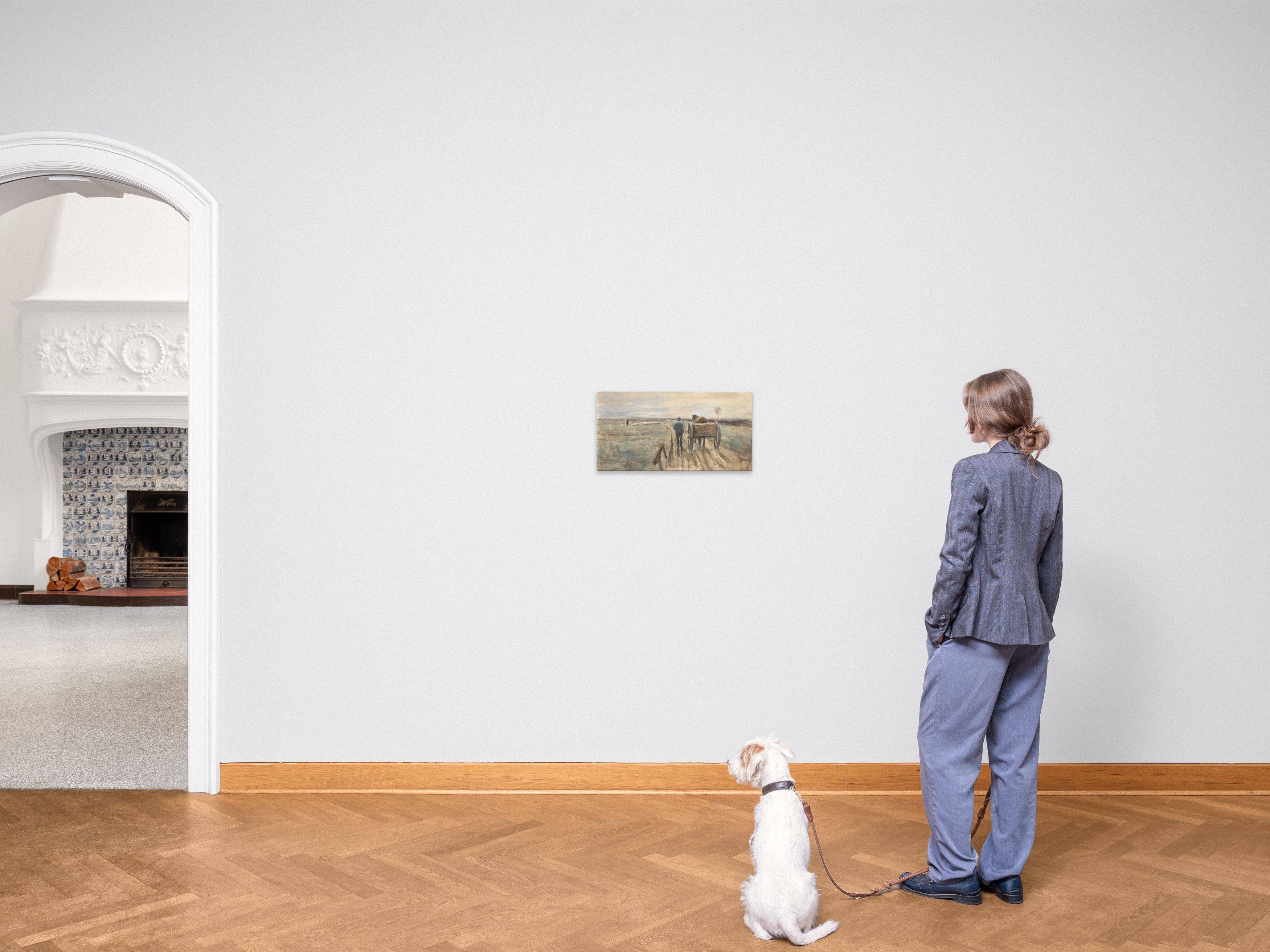 This picture shows the following artwork: Max Liebermann. ”Bauer mit Pferd und Fuhrwerk”. 1897.
