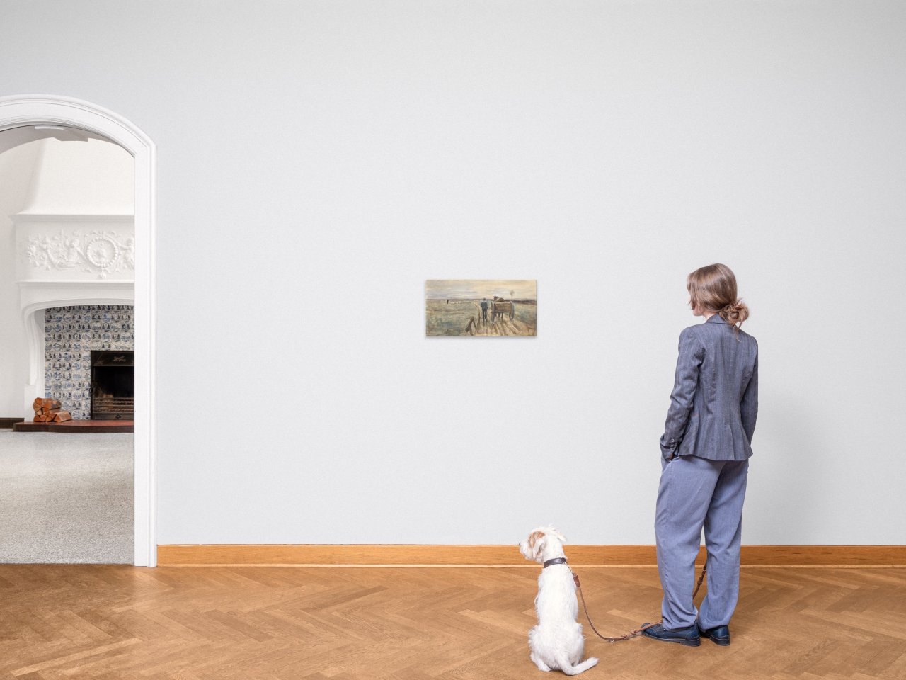 This picture shows the following artwork: Max Liebermann. ”Bauer mit Pferd und Fuhrwerk”. 1897.