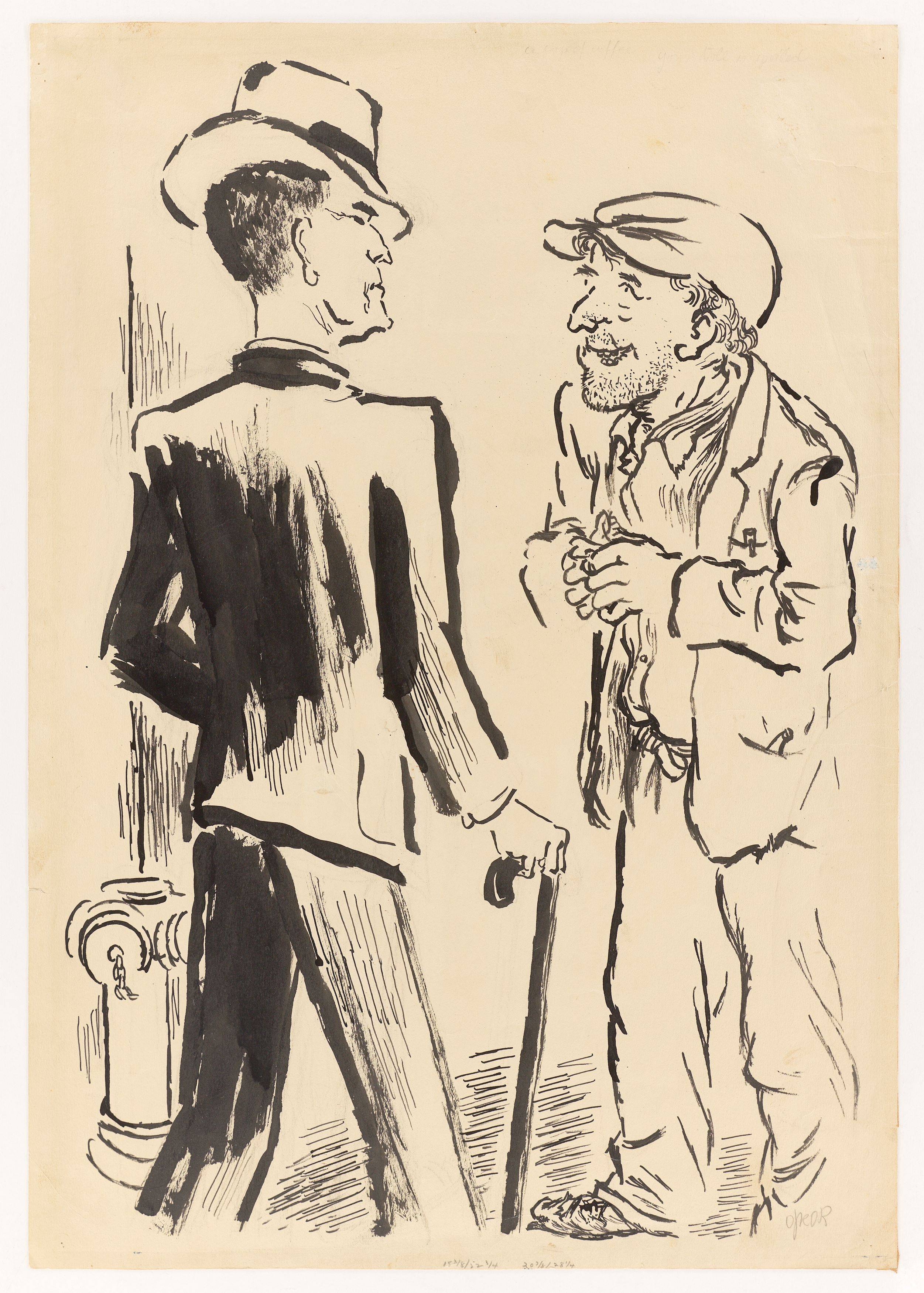 Auf diesem Bild ist das folgende Kunstwerk zu sehen: George Grosz. „Herr und Bettler“.