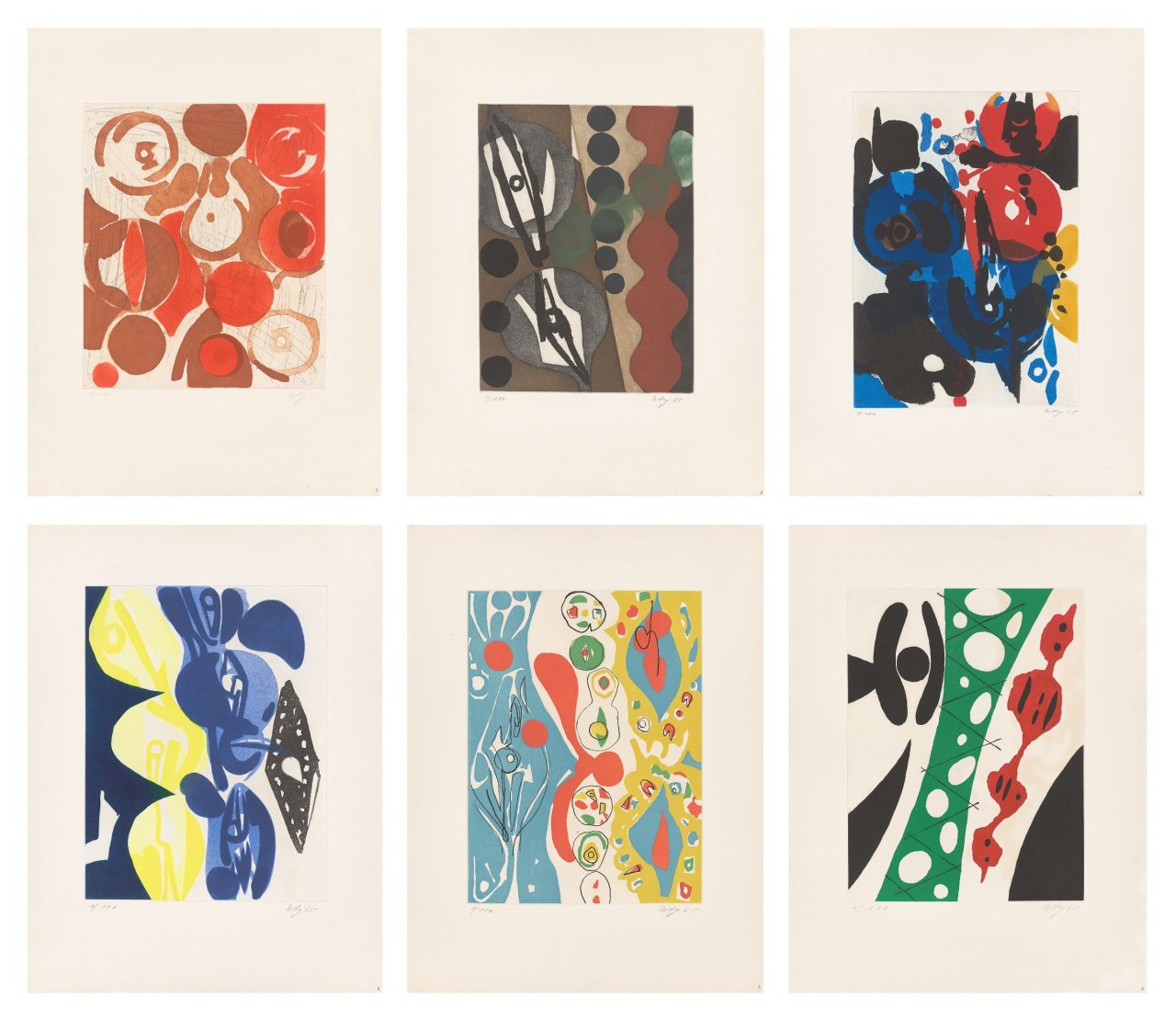 Auf diesem Bild ist das folgende Kunstwerk zu sehen: Ernst Wilhelm Nay. „Sechs Aquatinten“. 1965.