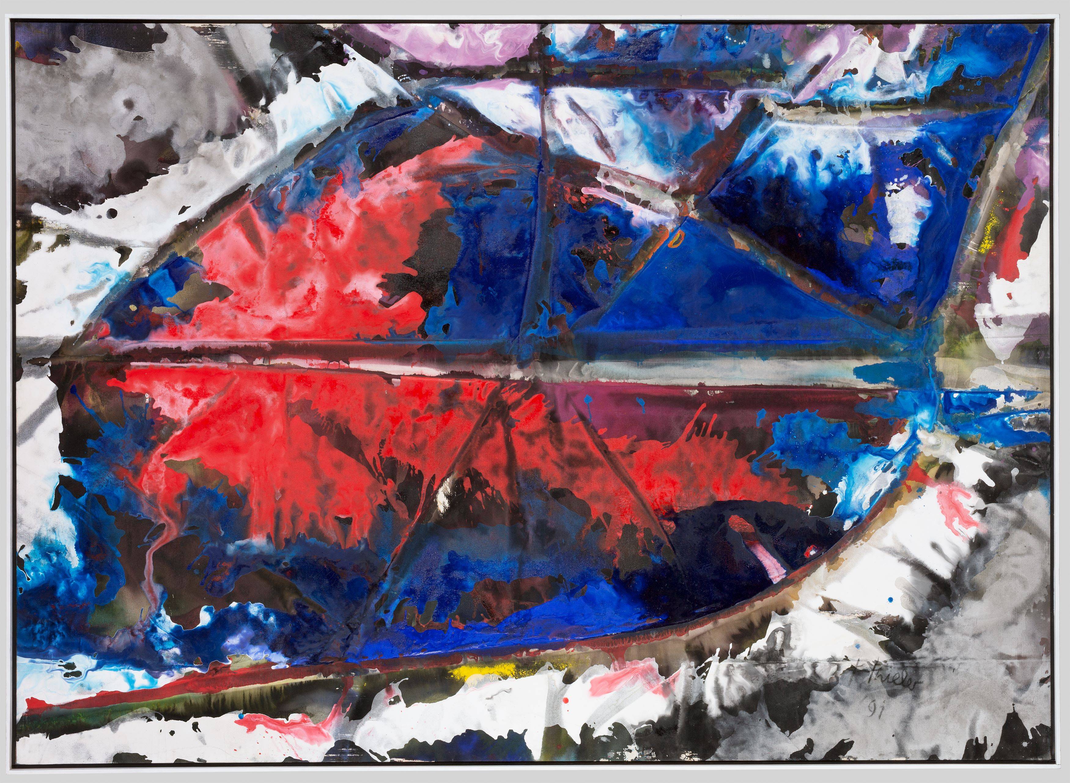 This picture shows the following artwork: Fred Thieler. ”Geteiltes Blau-Rot”. 1991.