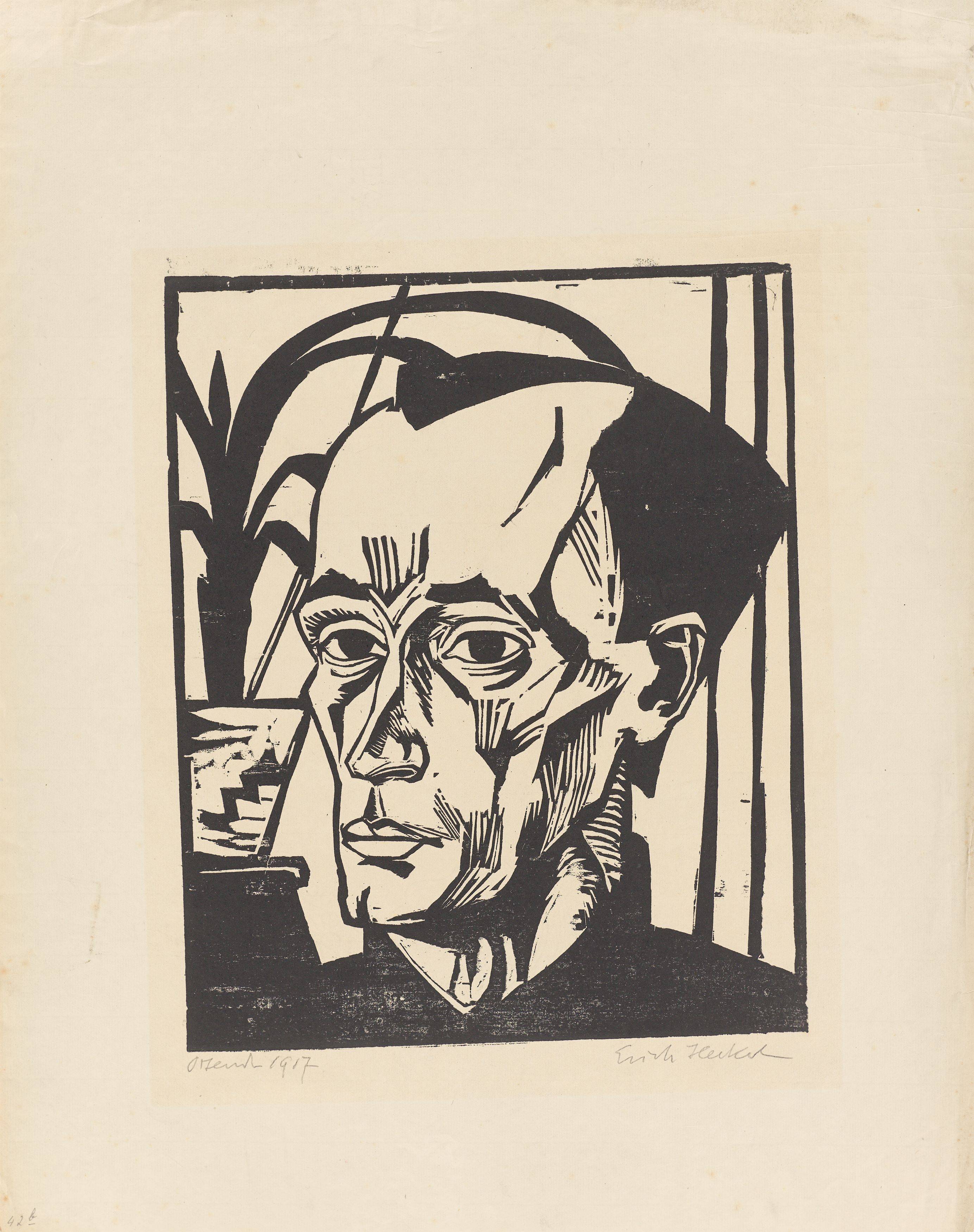 This picture shows the following artwork: Erich Heckel. ”Bildnis E.H.”. 1917.