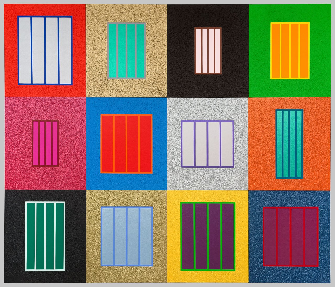 Auf diesem Bild ist das folgende Kunstwerk zu sehen: Peter Halley. „Conspiracy Theory“. 2002.