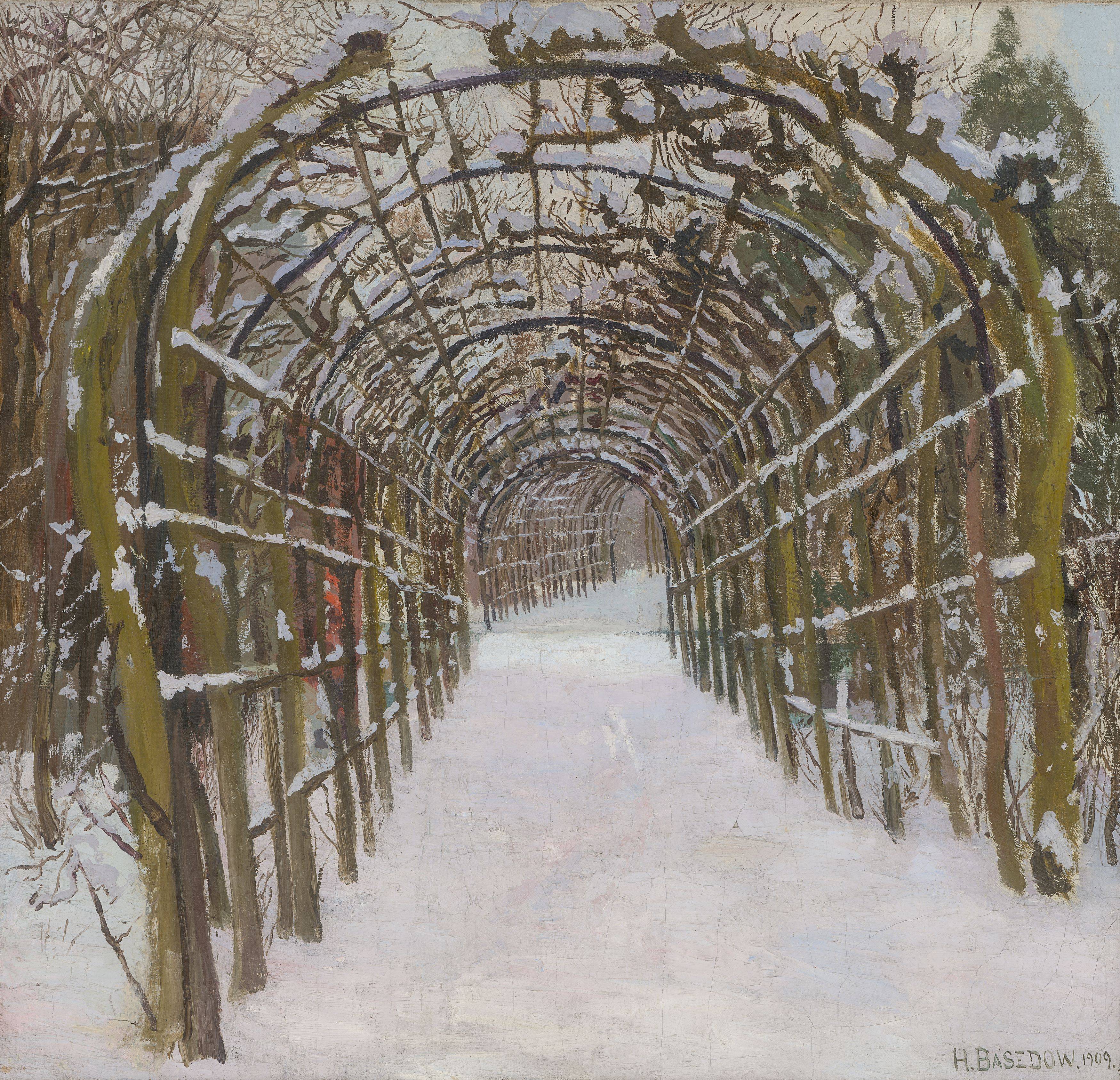 This picture shows the following artwork: Heinrich Basedow the Elder. Snow-Covered Pergola in the Park of Sanssouci Palace. 1909.