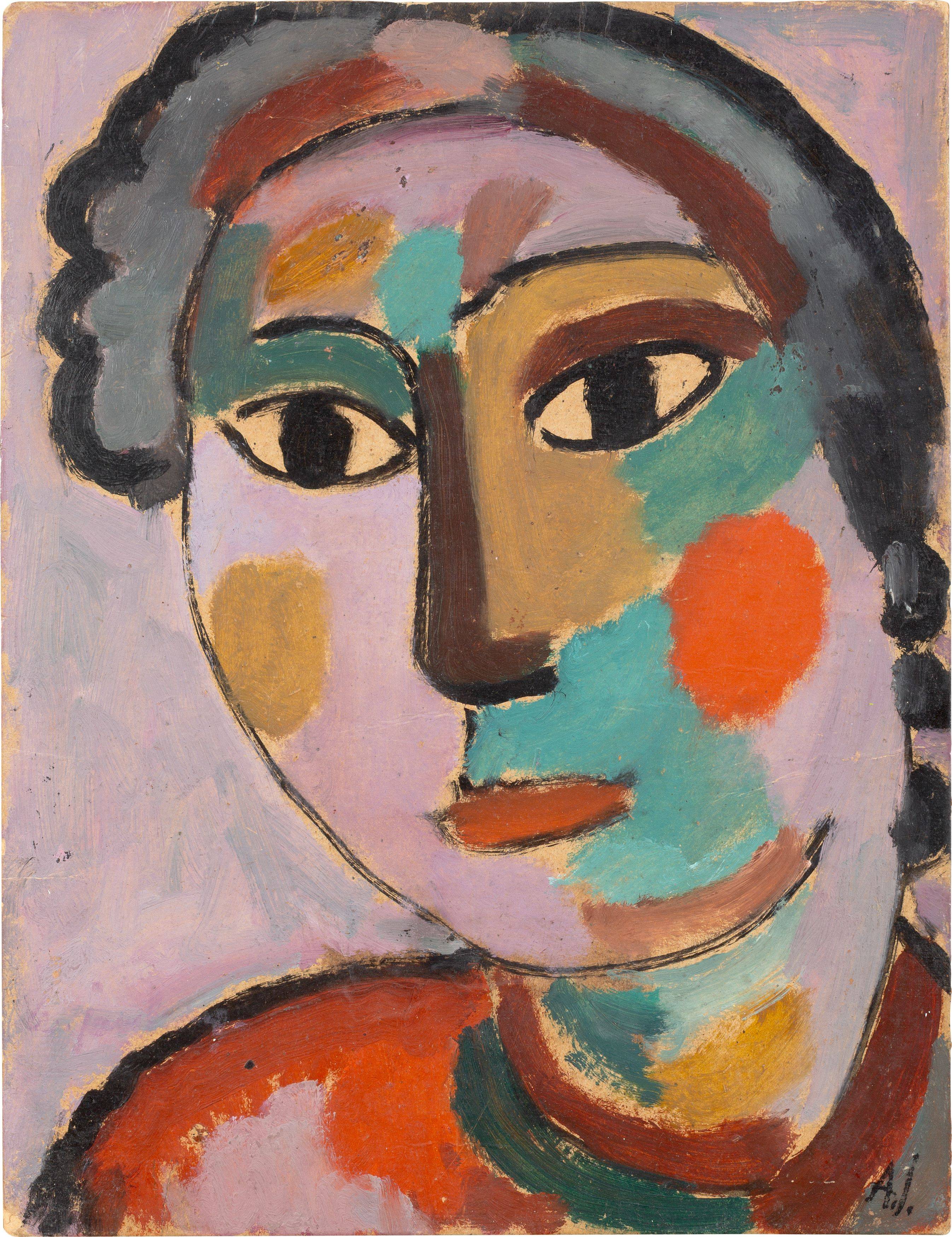 Auf diesem Bild ist das folgende Kunstwerk zu sehen: Alexej von Jawlensky. „Mädchenkopf“. Um 1916.