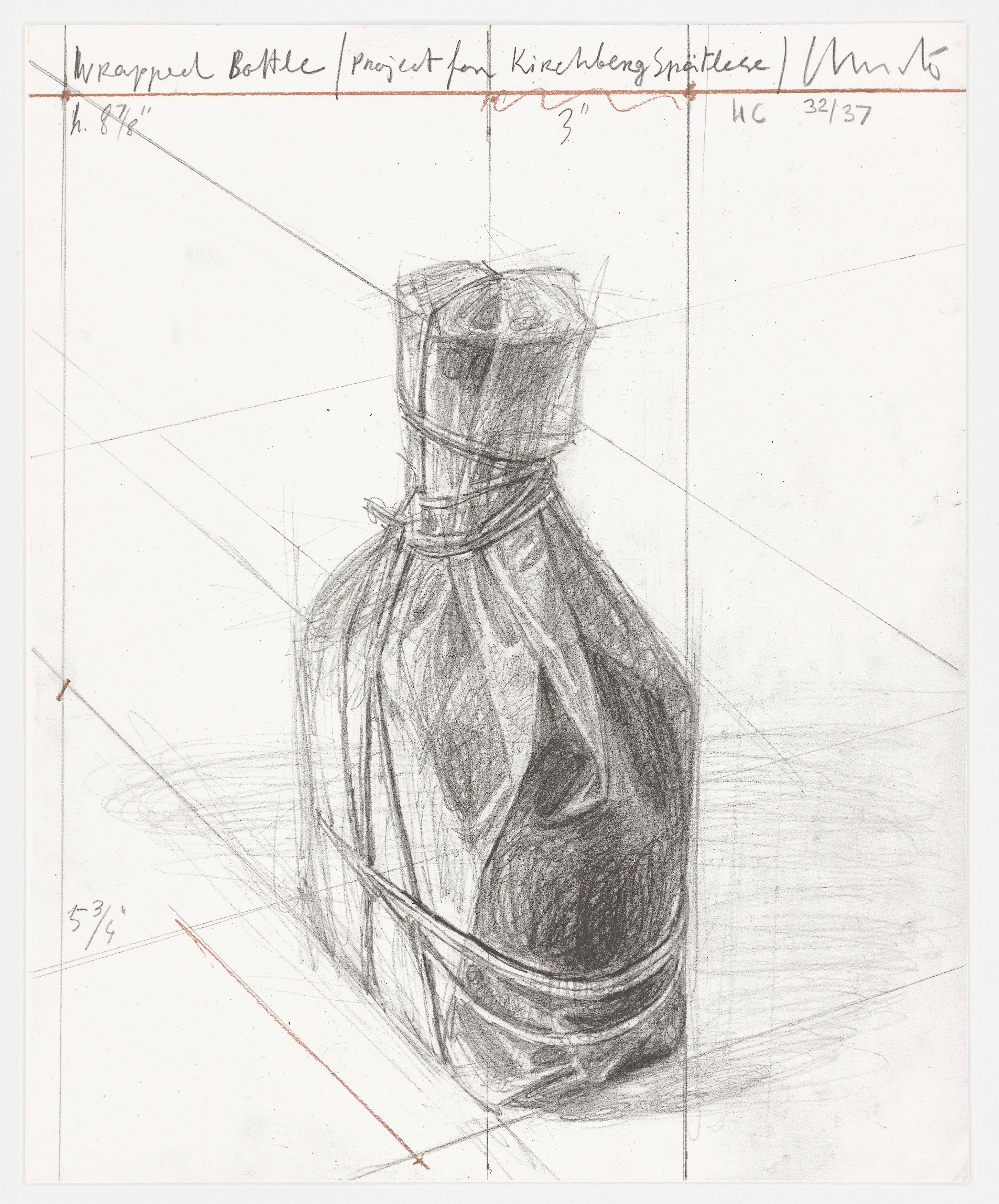 Auf diesem Bild ist das folgende Kunstwerk zu sehen:  Christo und Jeanne-Claude. „Wrapped Bottle“. 2002.